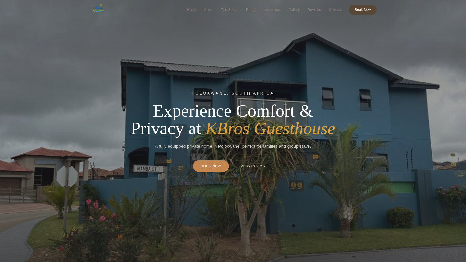 website screenshot of https://kbrosguesthouse.co.za/