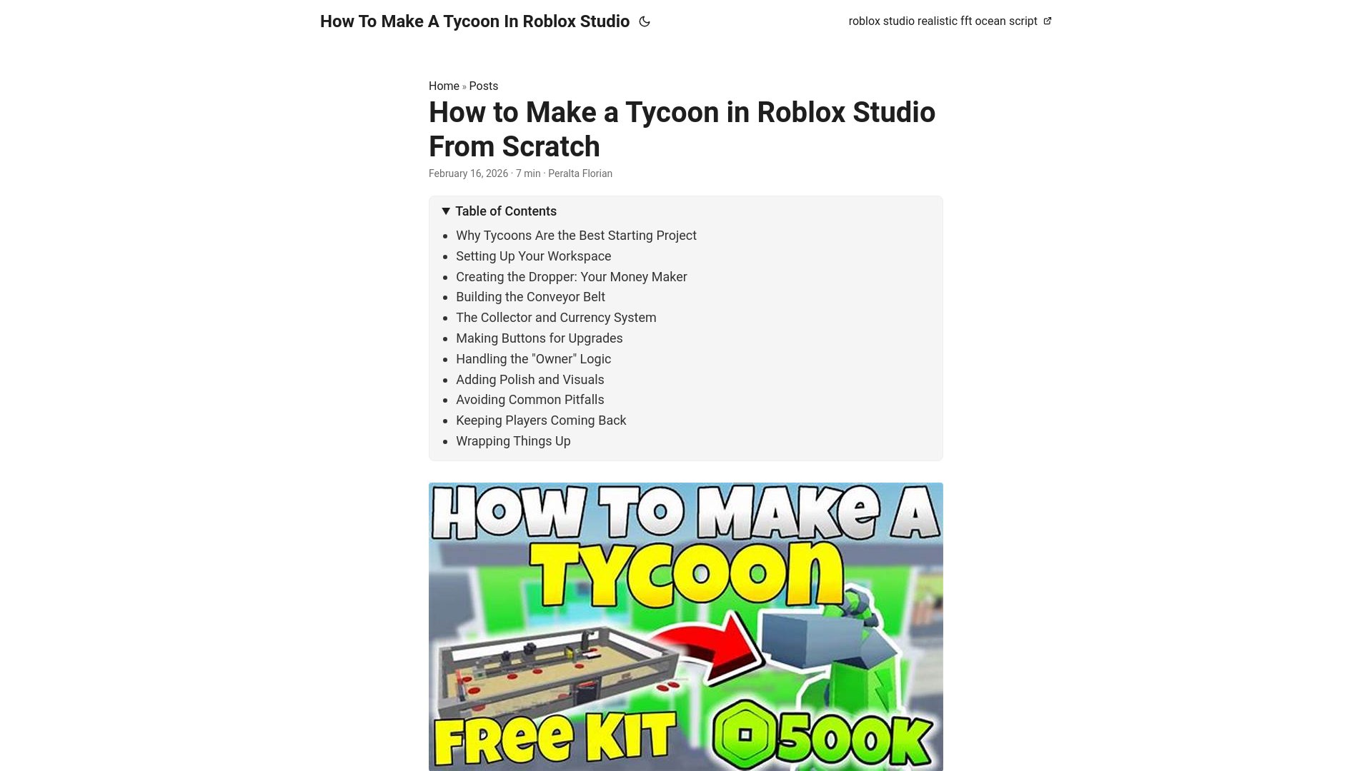 website screenshot of https://how-to-make-a-tycoon-in-roblox-studio.pages.dev/