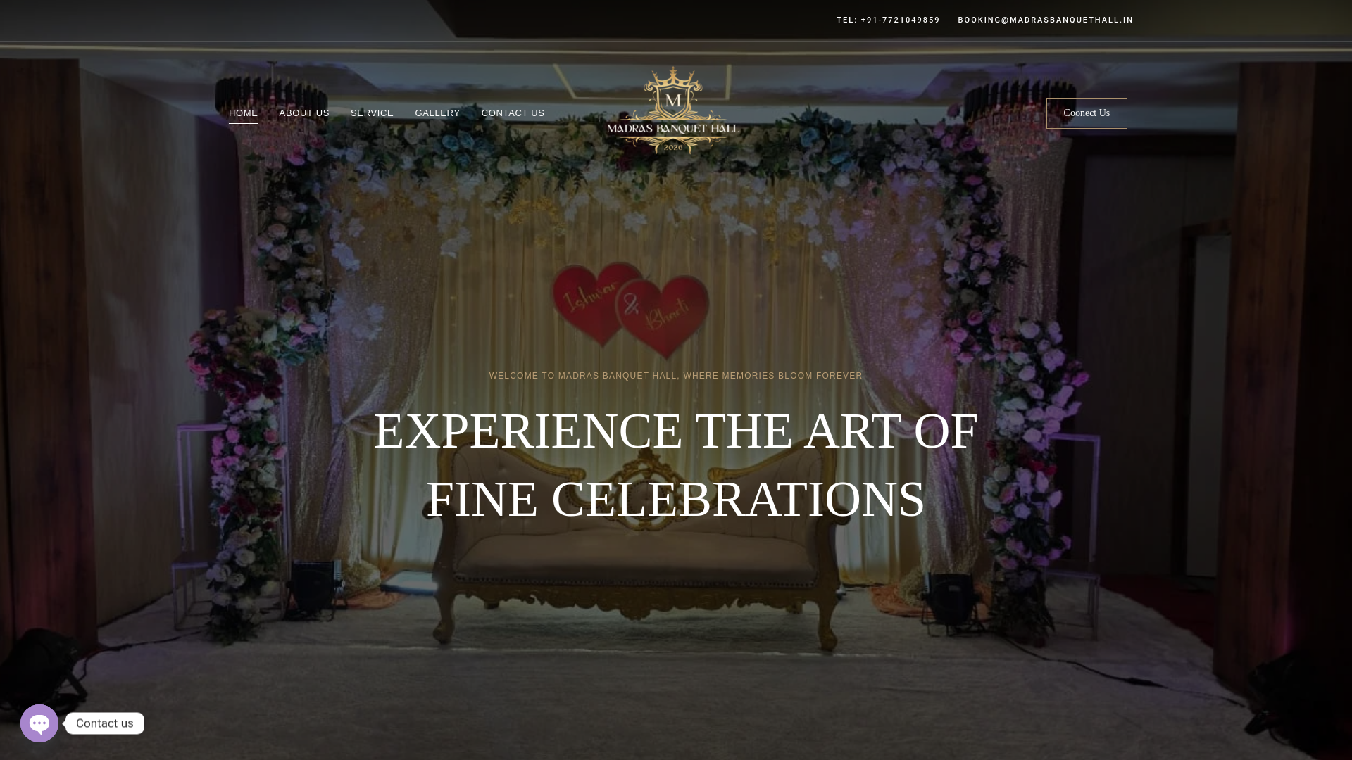 website screenshot of https://madrasbanquethall.in