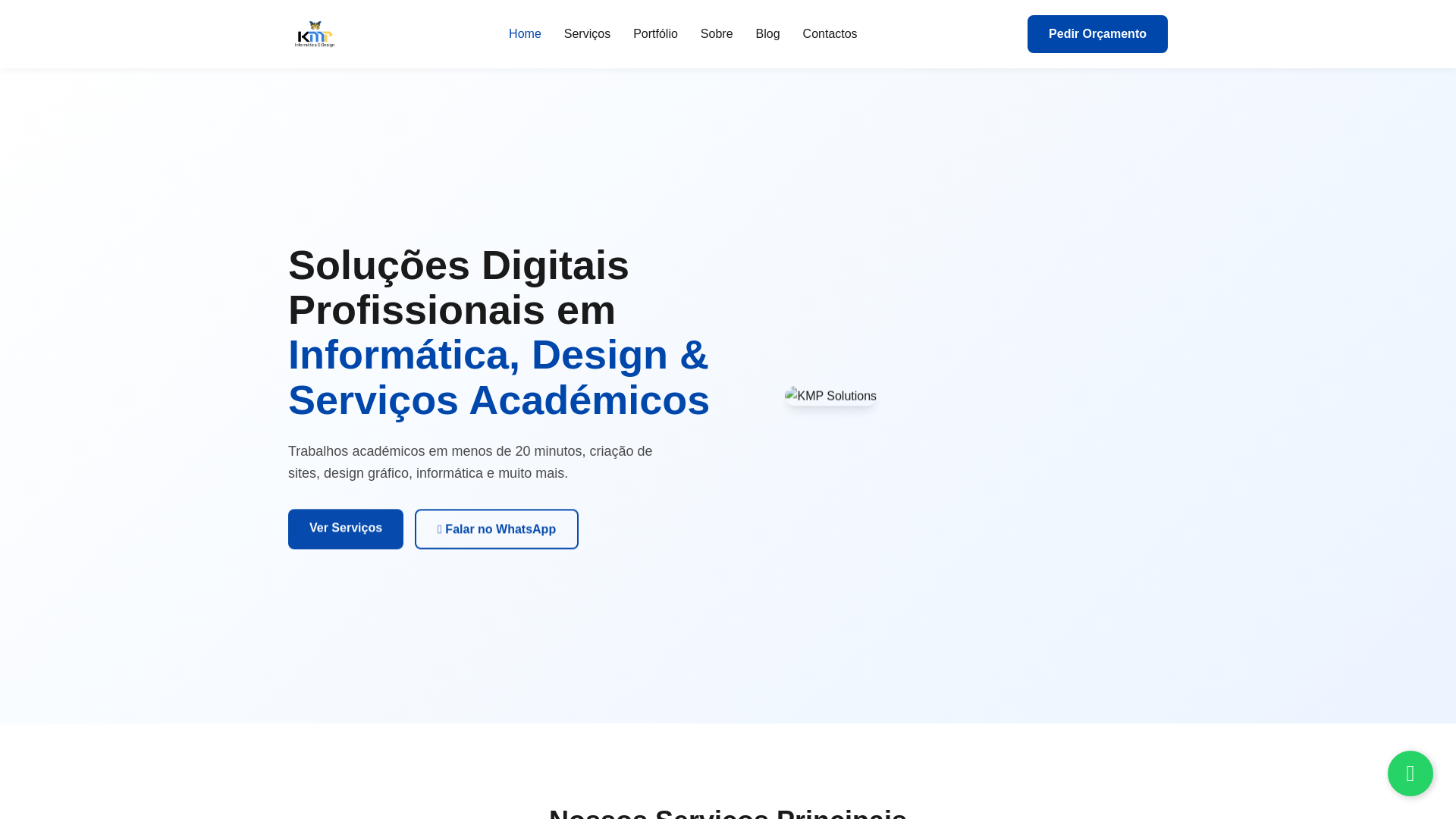 website screenshot of https://kmpinformaticaedesign.com/