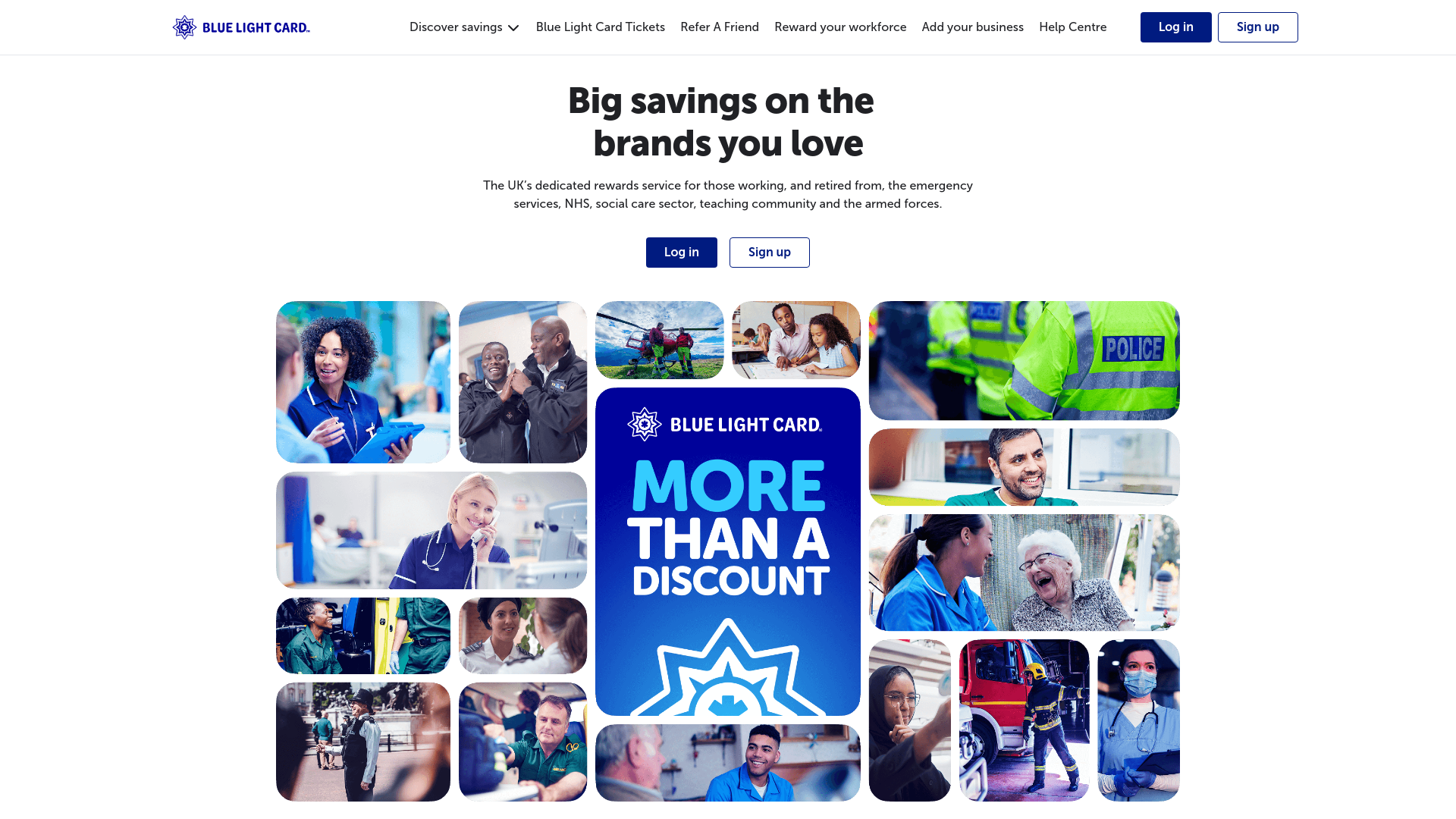 website screenshot of https://bluelightcard.co.uk/