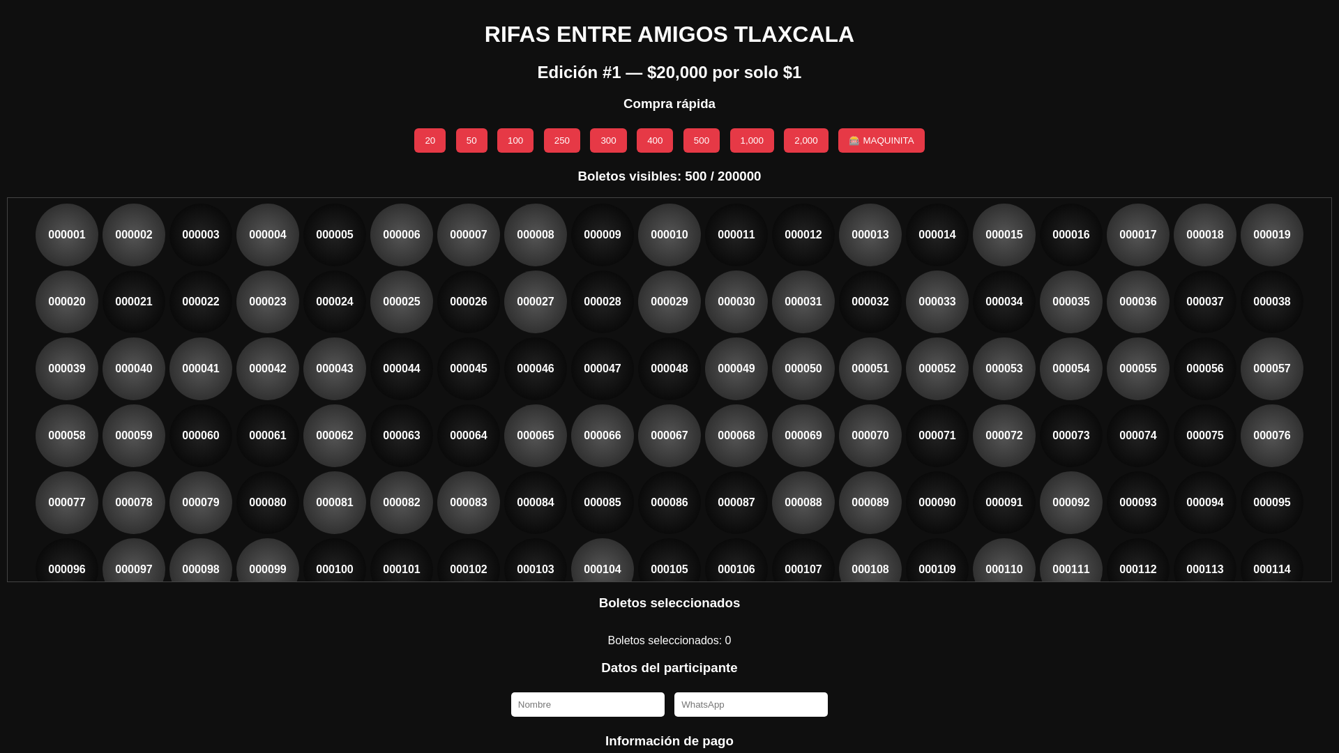 website screenshot of https://rifasentreamigostlaxcala.com/