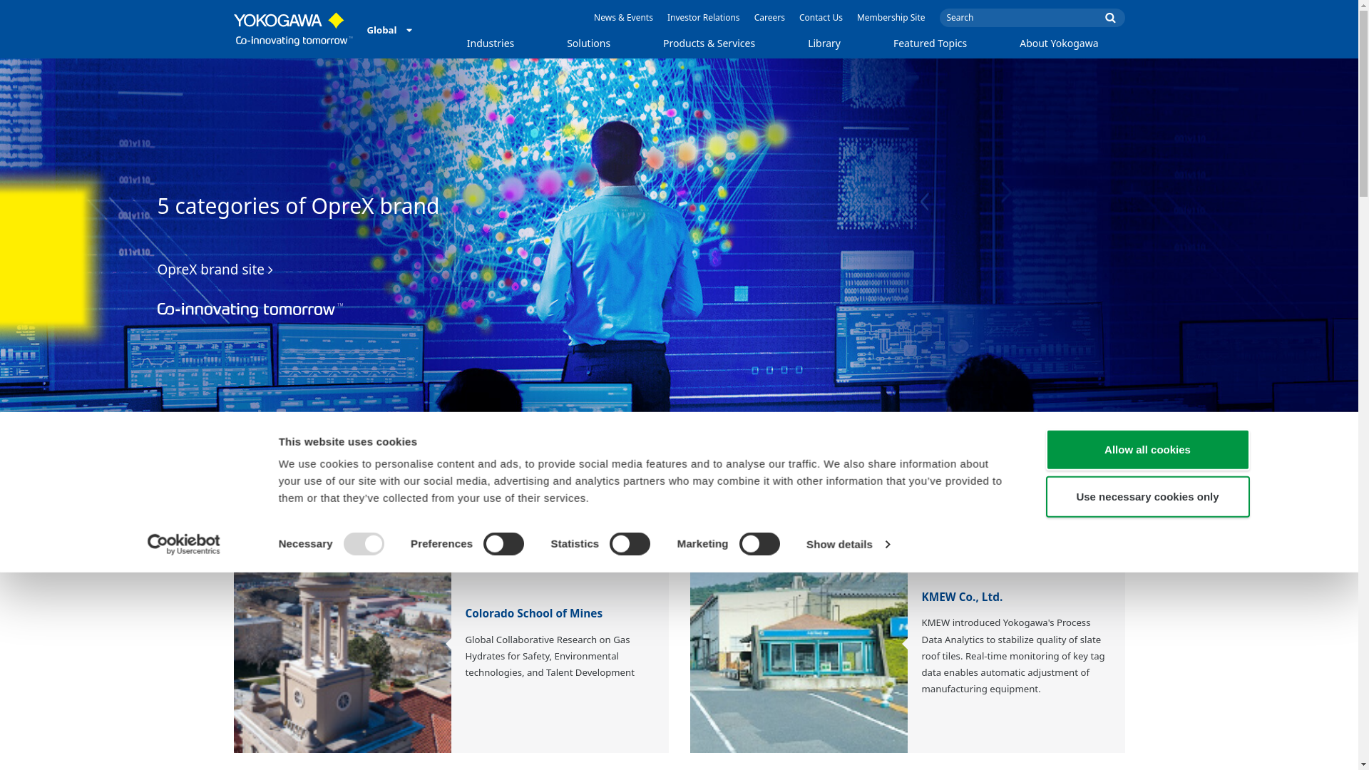 website screenshot of https://yokogawa.com/