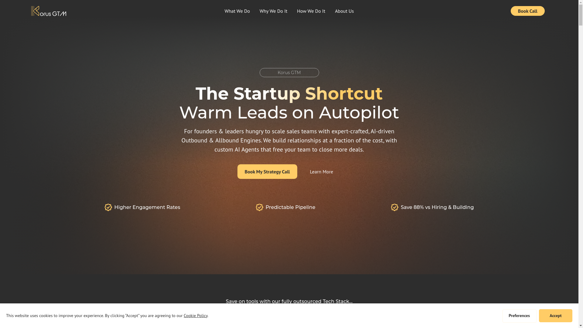 website screenshot of https://korusplatform.com/