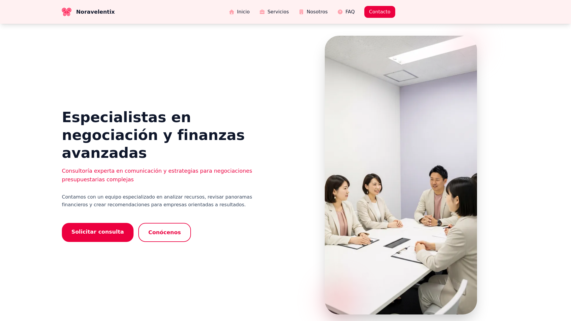 website screenshot of https://noravelentix.com/