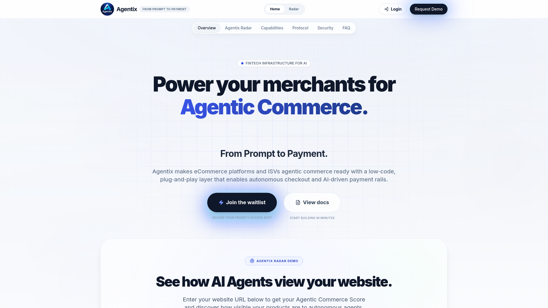 website screenshot of https://agentixpay.ai