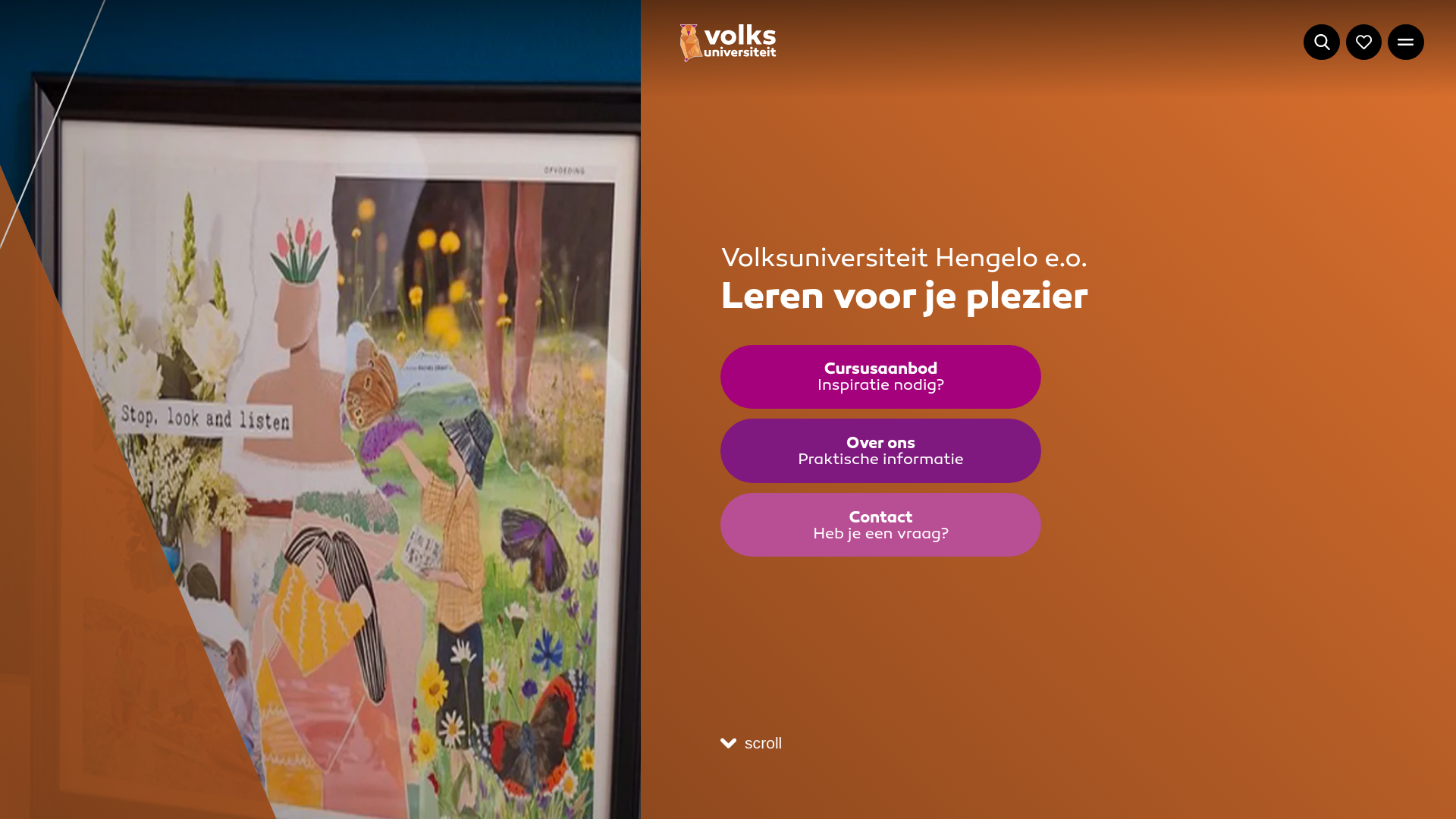 website screenshot of https://volksuniversiteitvantwente.nl