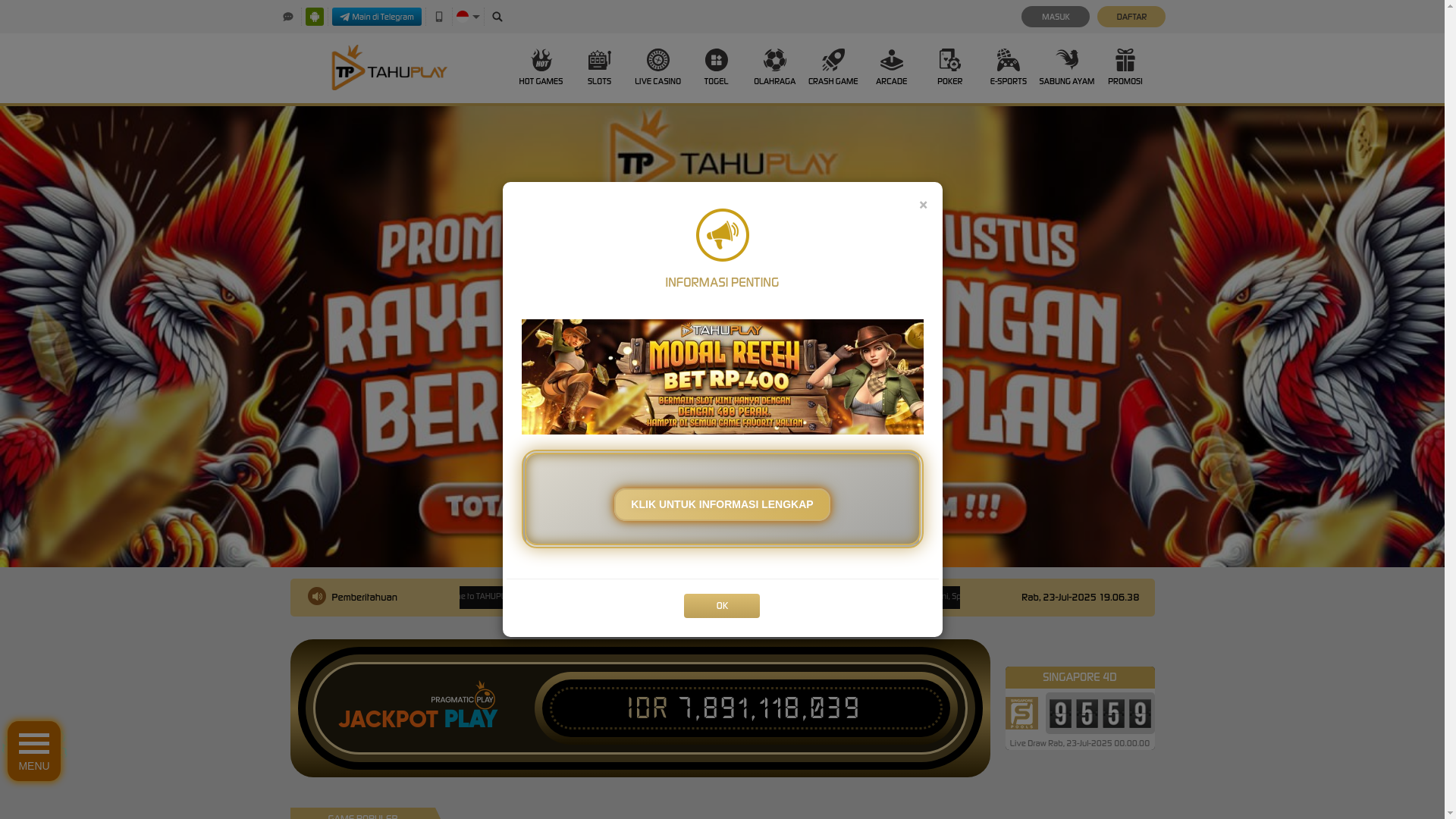 website screenshot of https://tahuplaycuan.xyz/