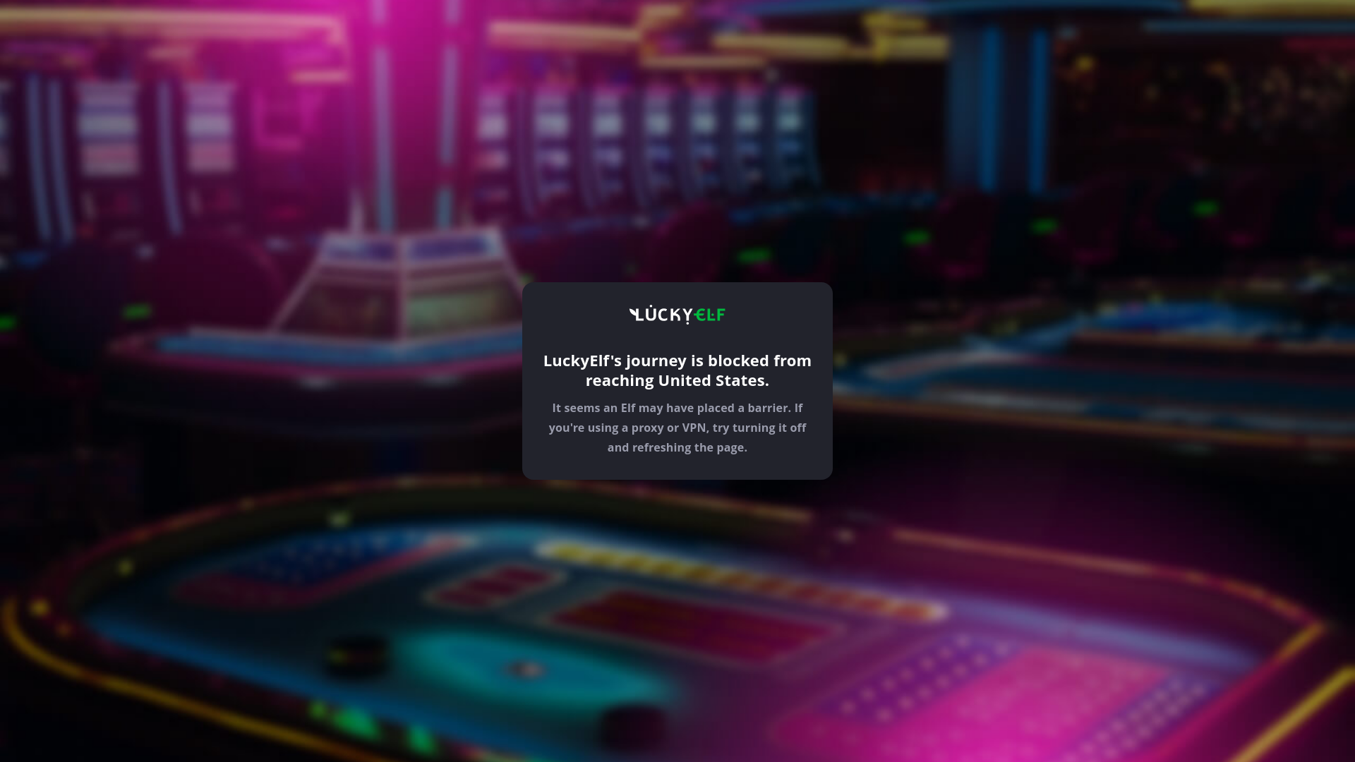 website screenshot of https://luckyelfcasino.life/