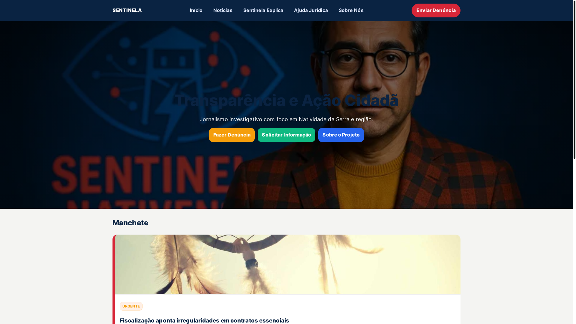 website screenshot of https://sentinela-site.pages.dev/