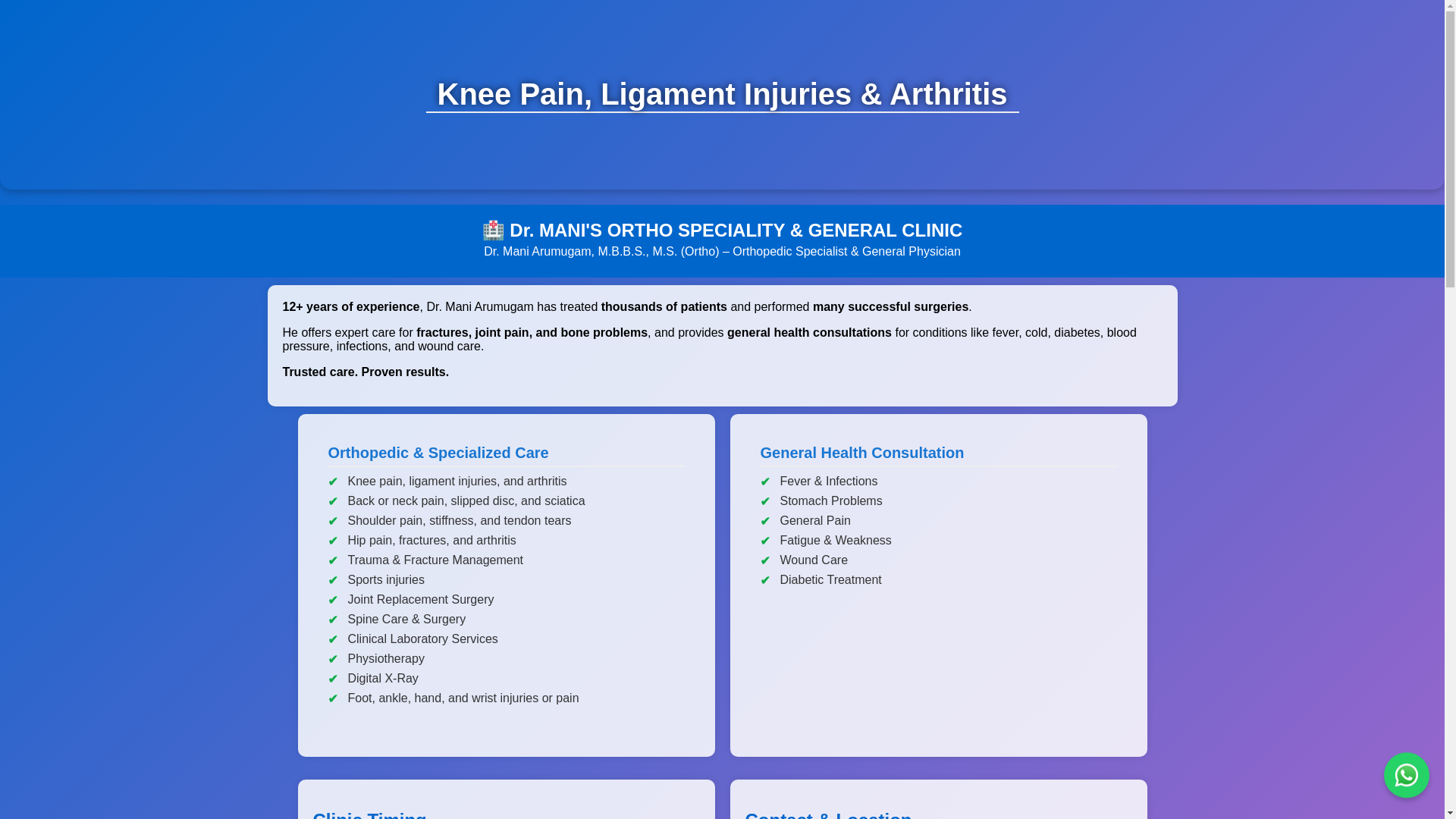 website screenshot of https://drmaniortho.in/