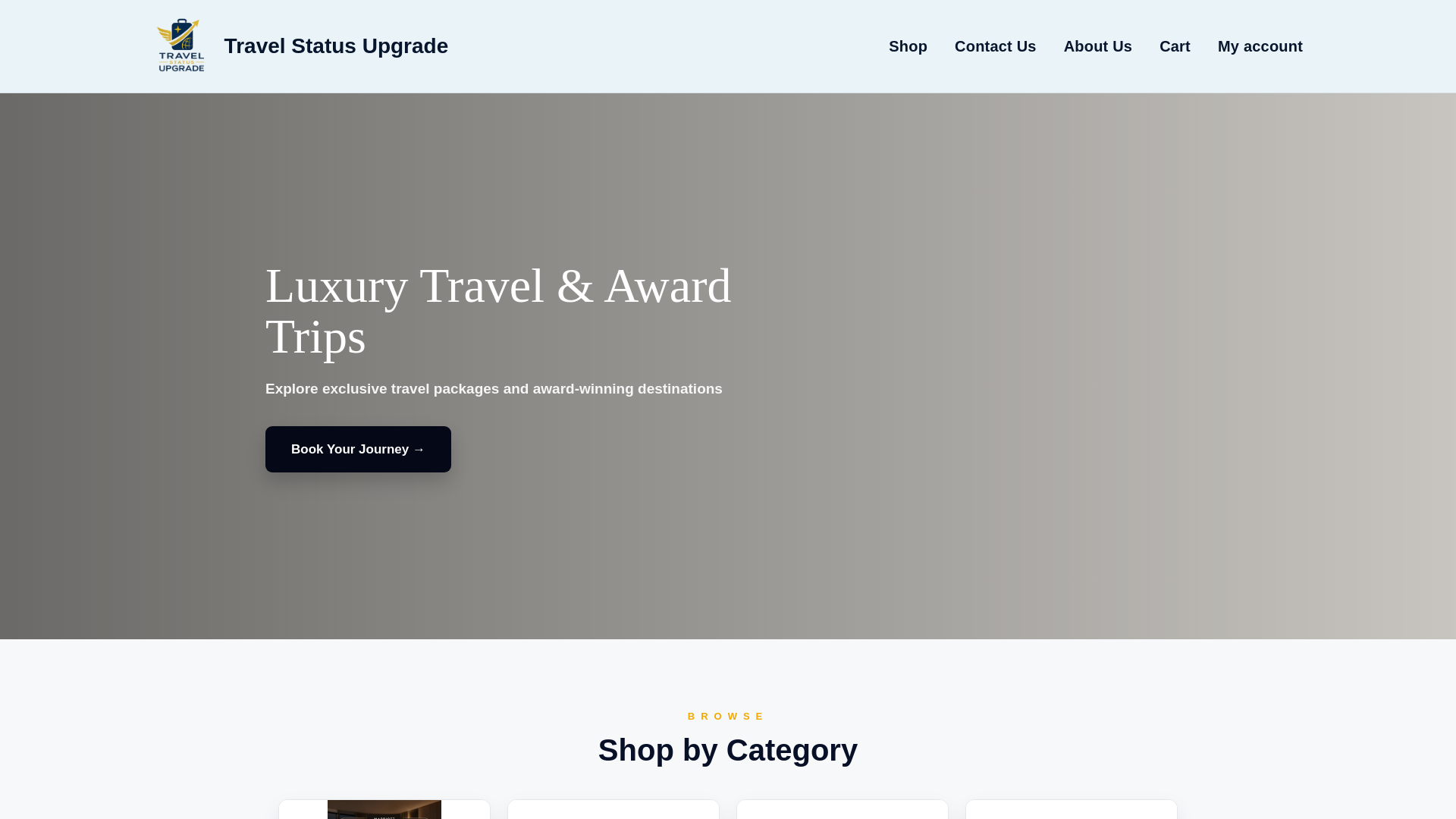 website screenshot of https://travelstatusupgrade.com/