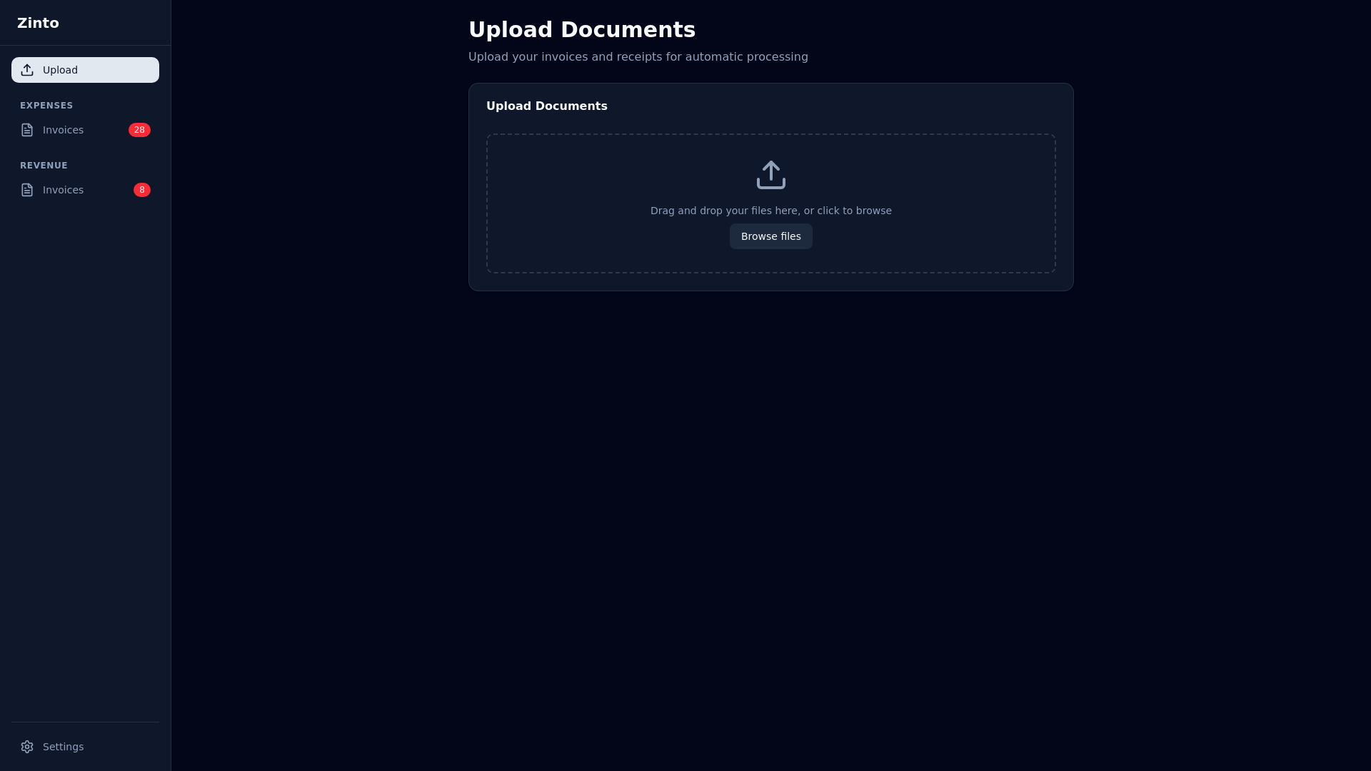 website screenshot of https://zinto-ui-staging.pages.dev/