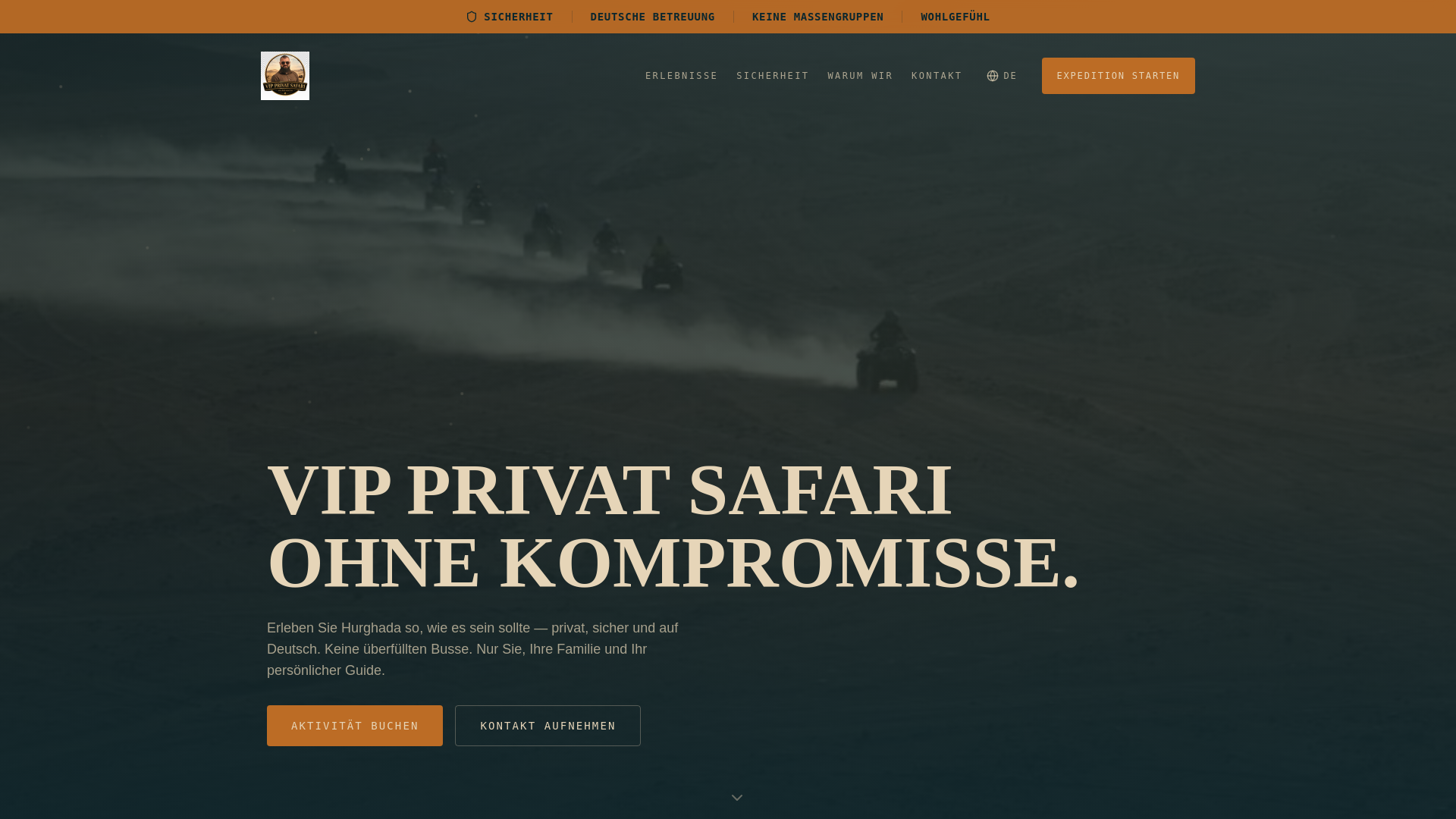 website screenshot of https://vipprivatesafari.com