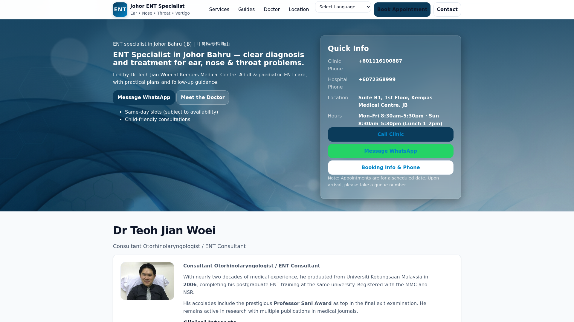 website screenshot of https://johorentspecialist.pages.dev/