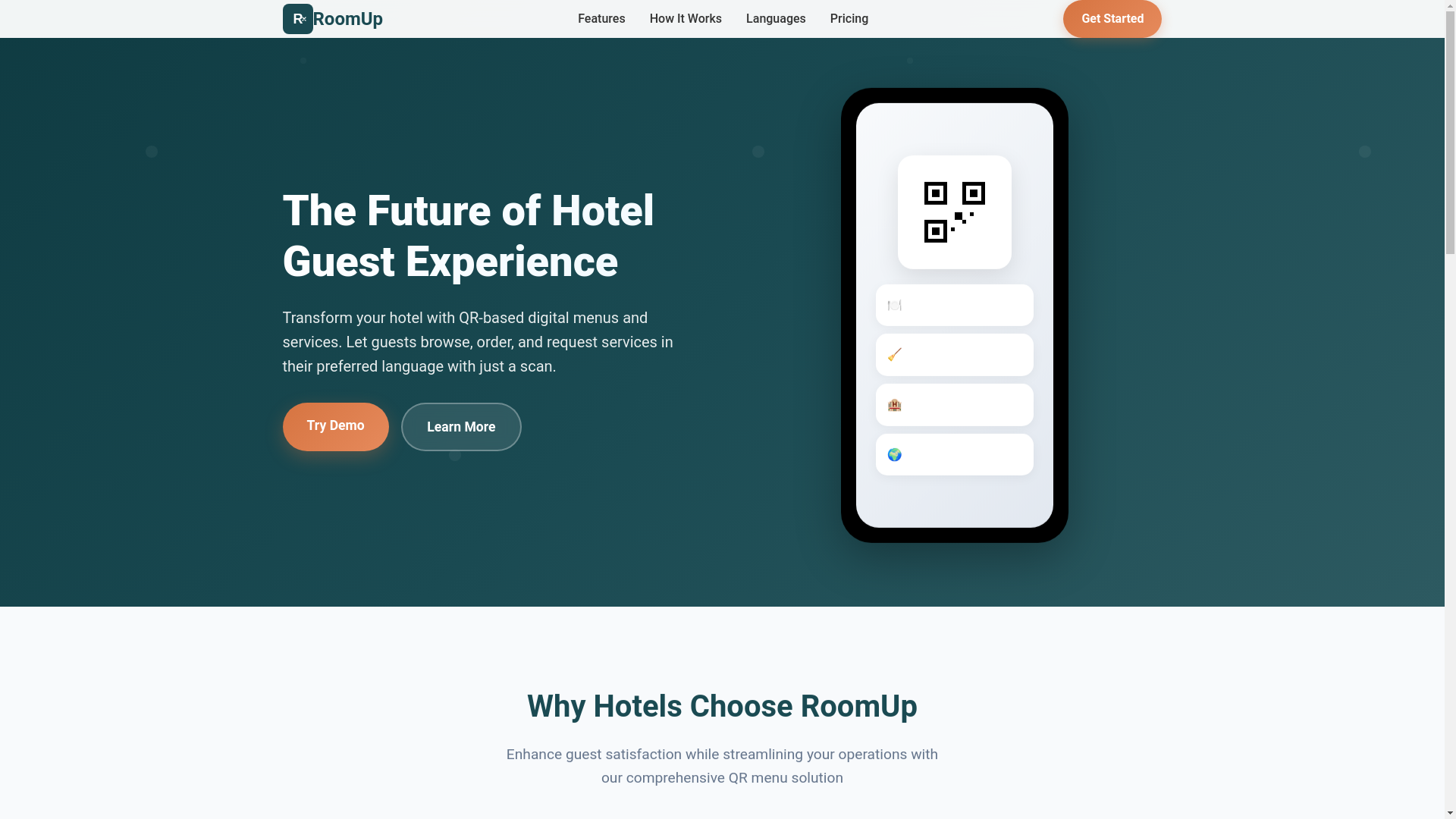 website screenshot of https://roomup-landing.pages.dev/