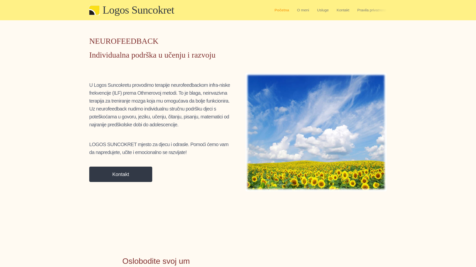 website screenshot of https://logos-suncokret.hr
