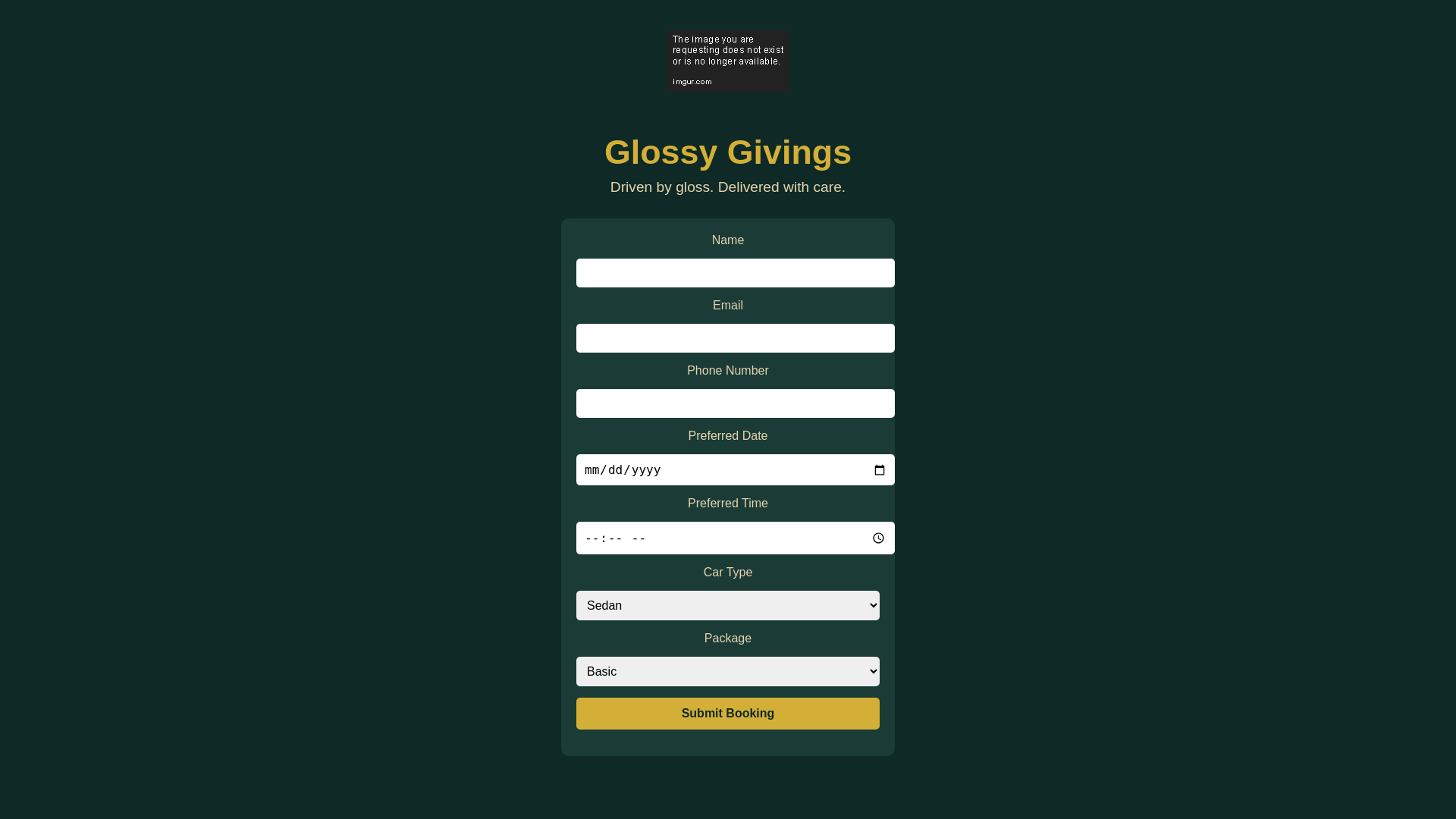 website screenshot of https://glossybooking.com/