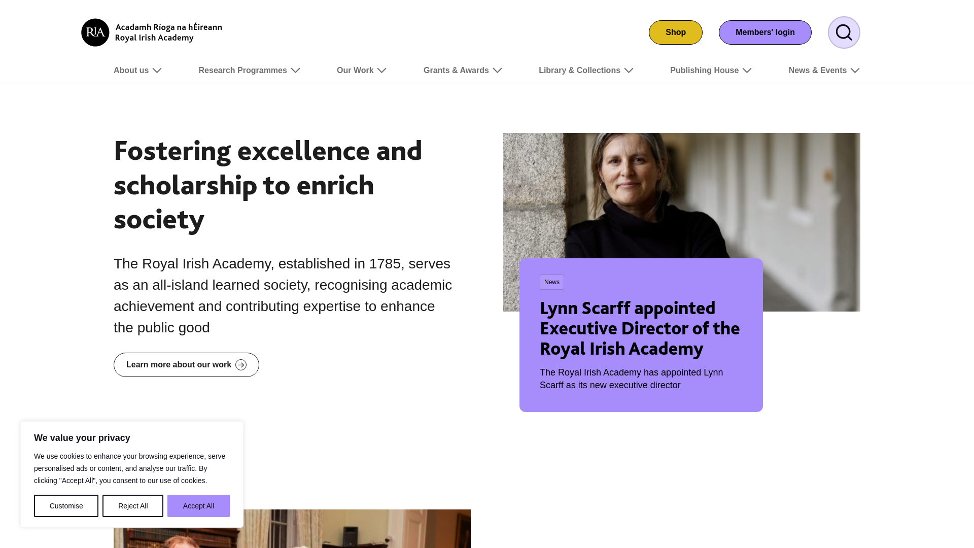 website screenshot of https://ria.ie/