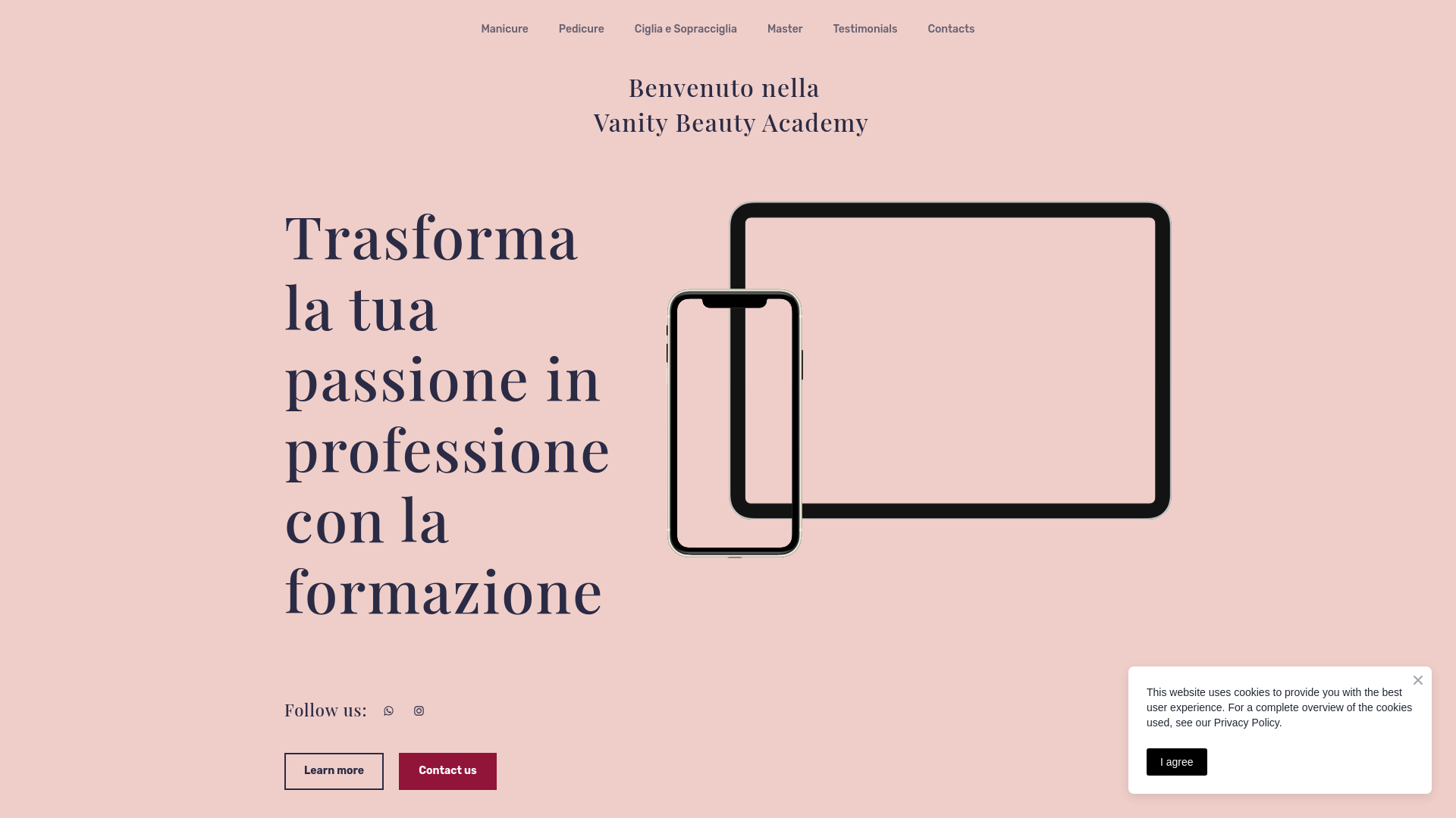 website screenshot of https://vanitybeautyacademy.biz/