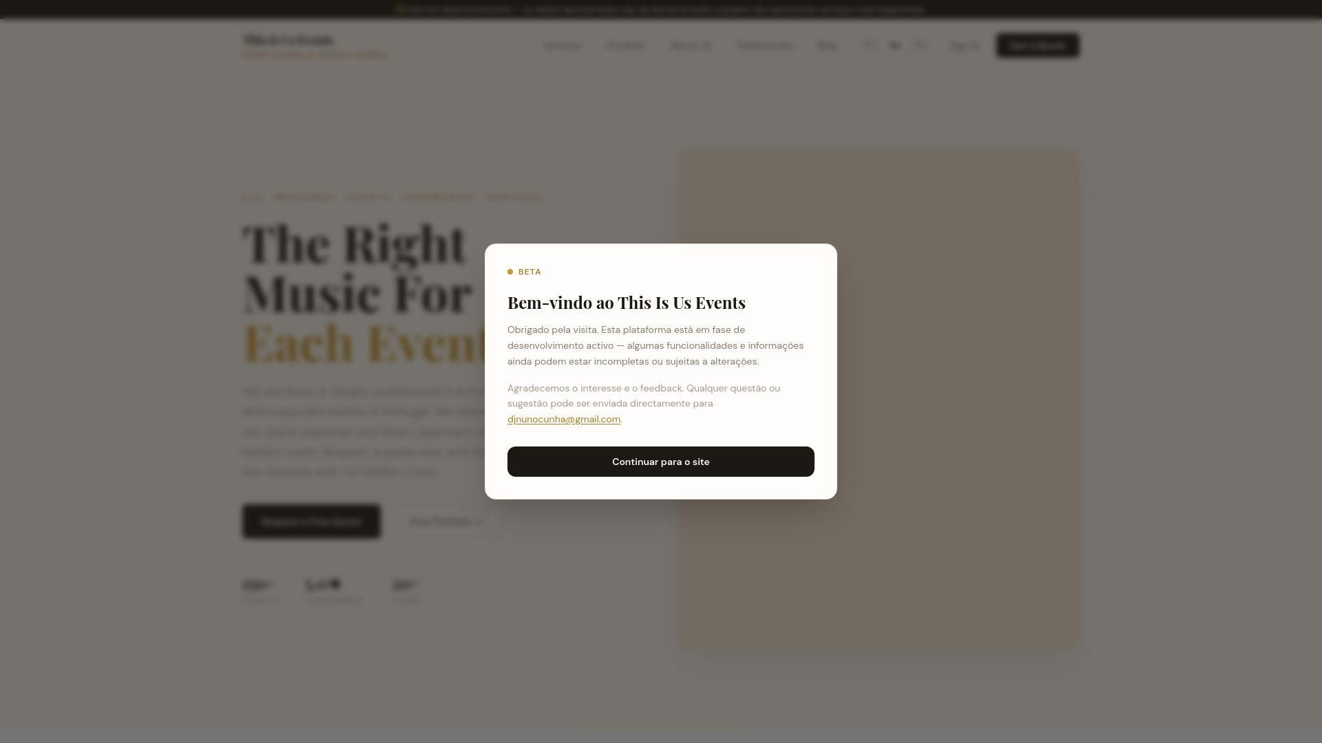 website screenshot of https://thisisusevents.pt/