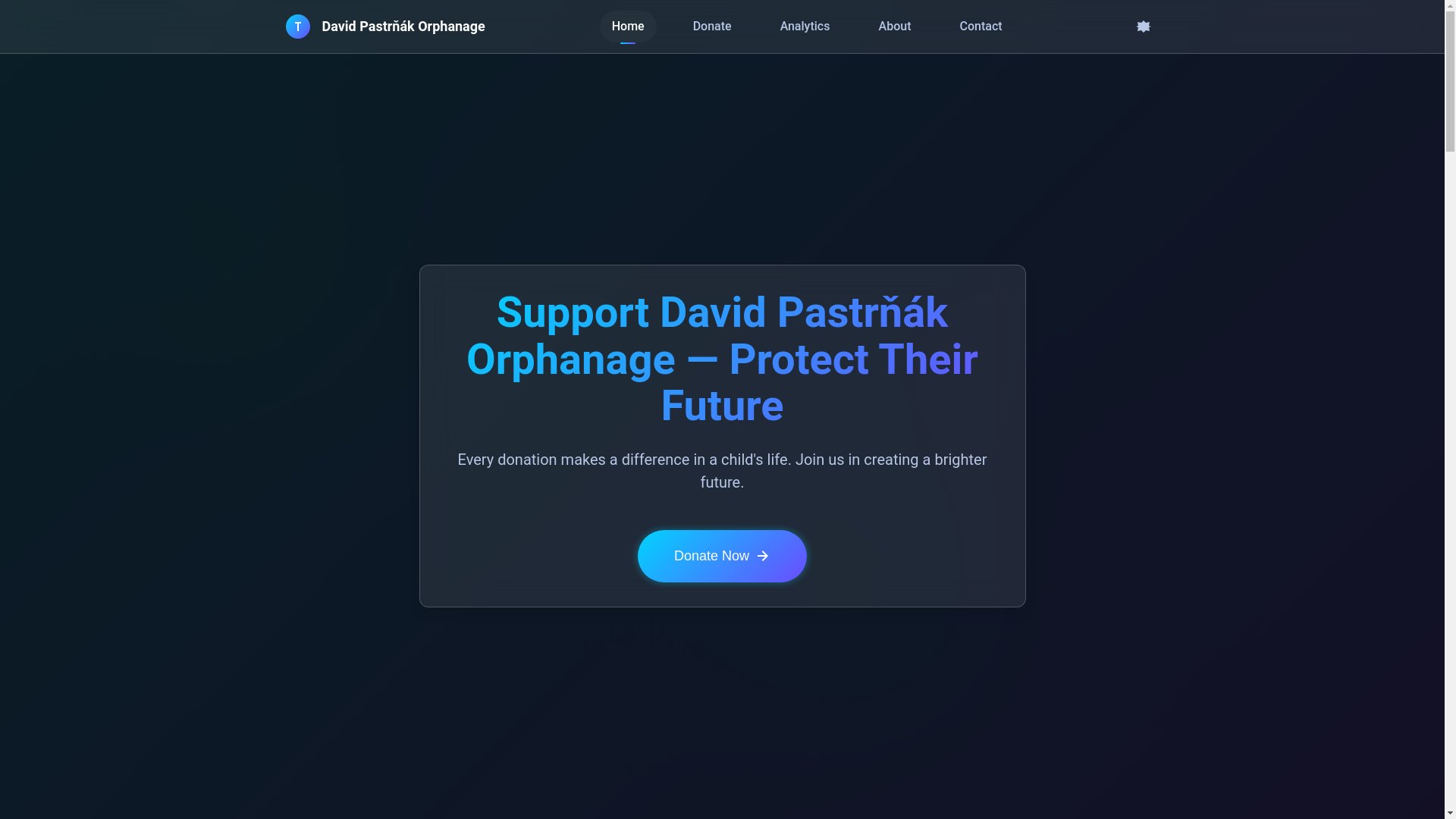 website screenshot of https://pastrnak-orphanage-donation.pages.dev/