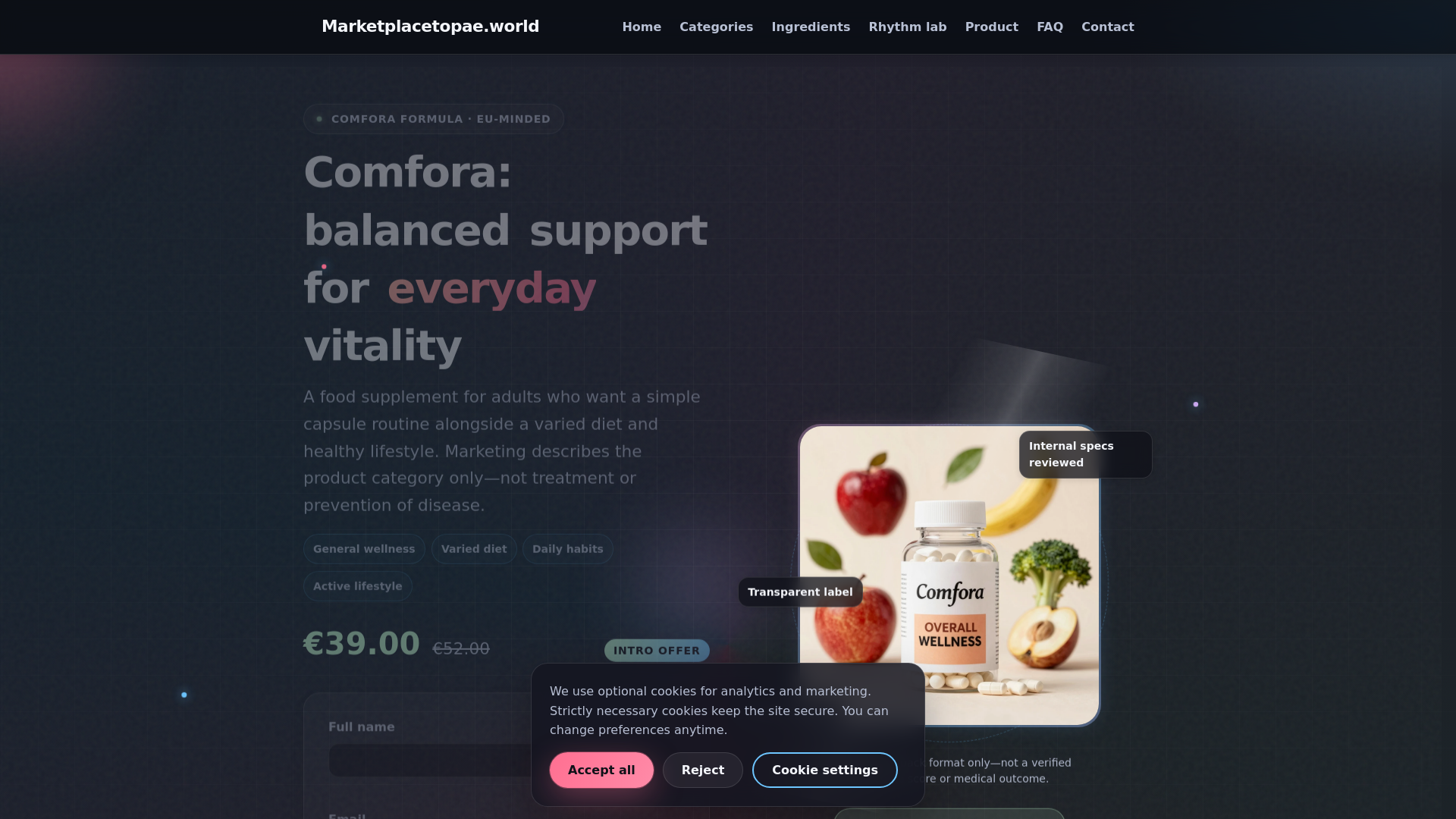 website screenshot of https://marketplacetopae.world