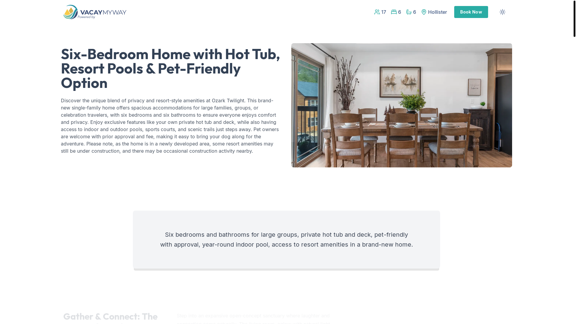 website screenshot of https://calmthunderridge.holiday/
