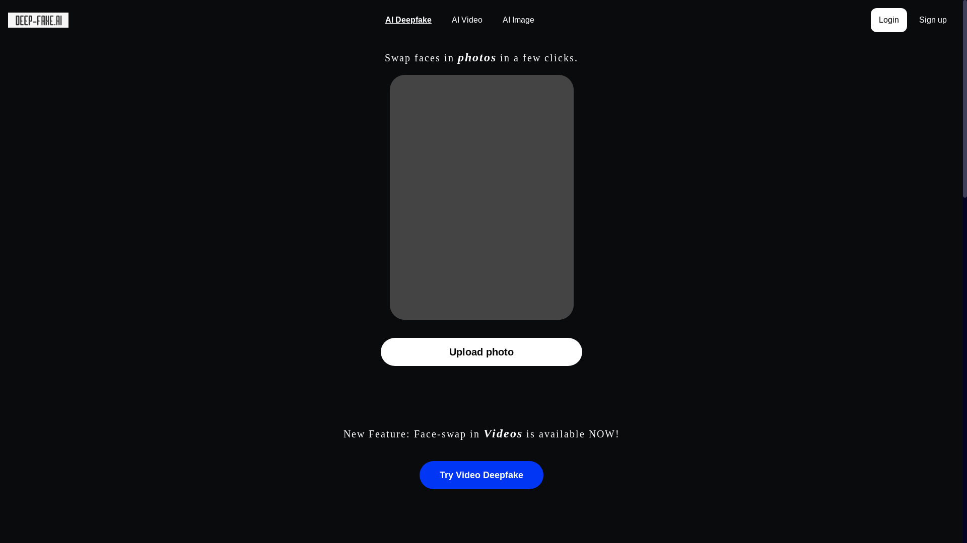 website screenshot of https://deep-fake.ai/