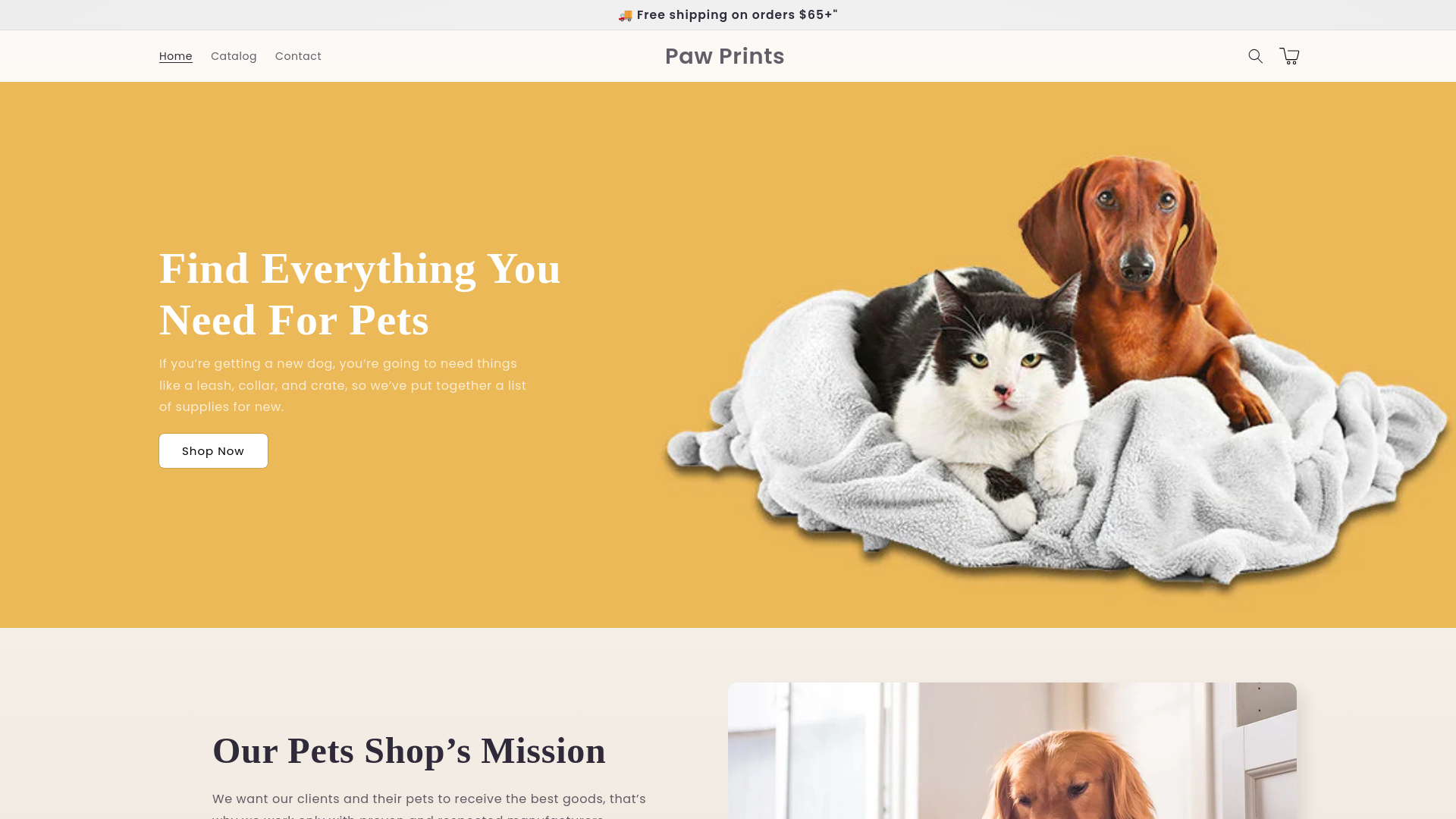 website screenshot of https://ourpawprints.shop