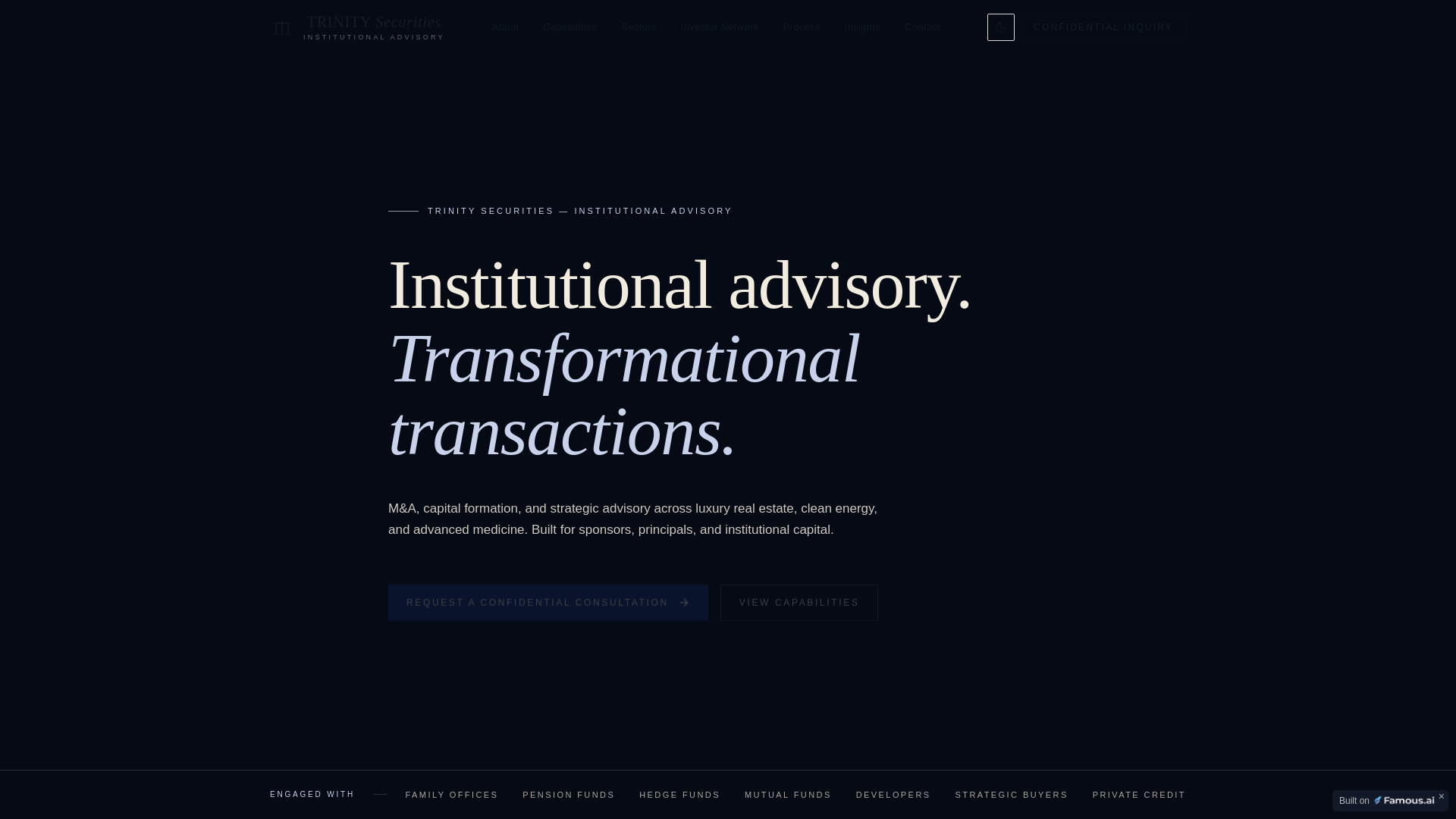 website screenshot of https://trinitysecurities.co/