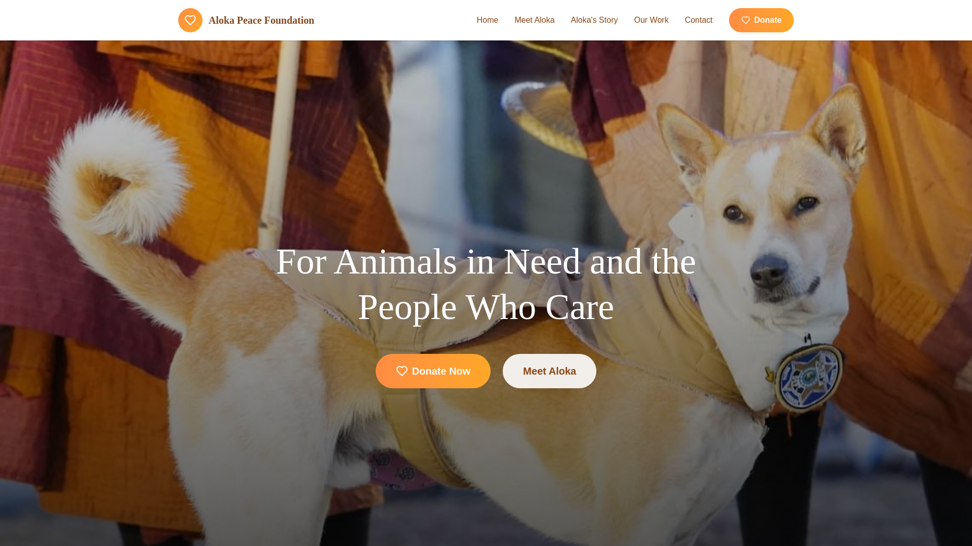 website screenshot of https://alokapeacefoundation.info/