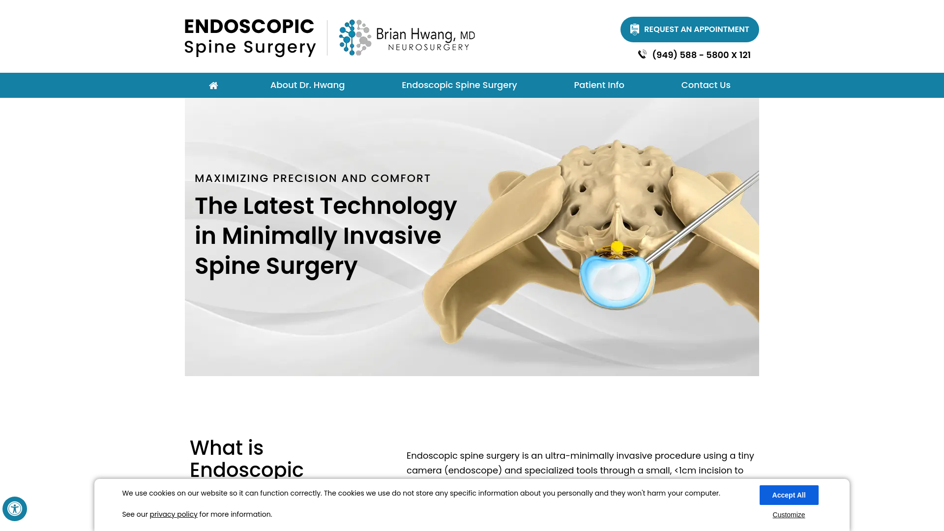 website screenshot of https://mispinesurgery.com/