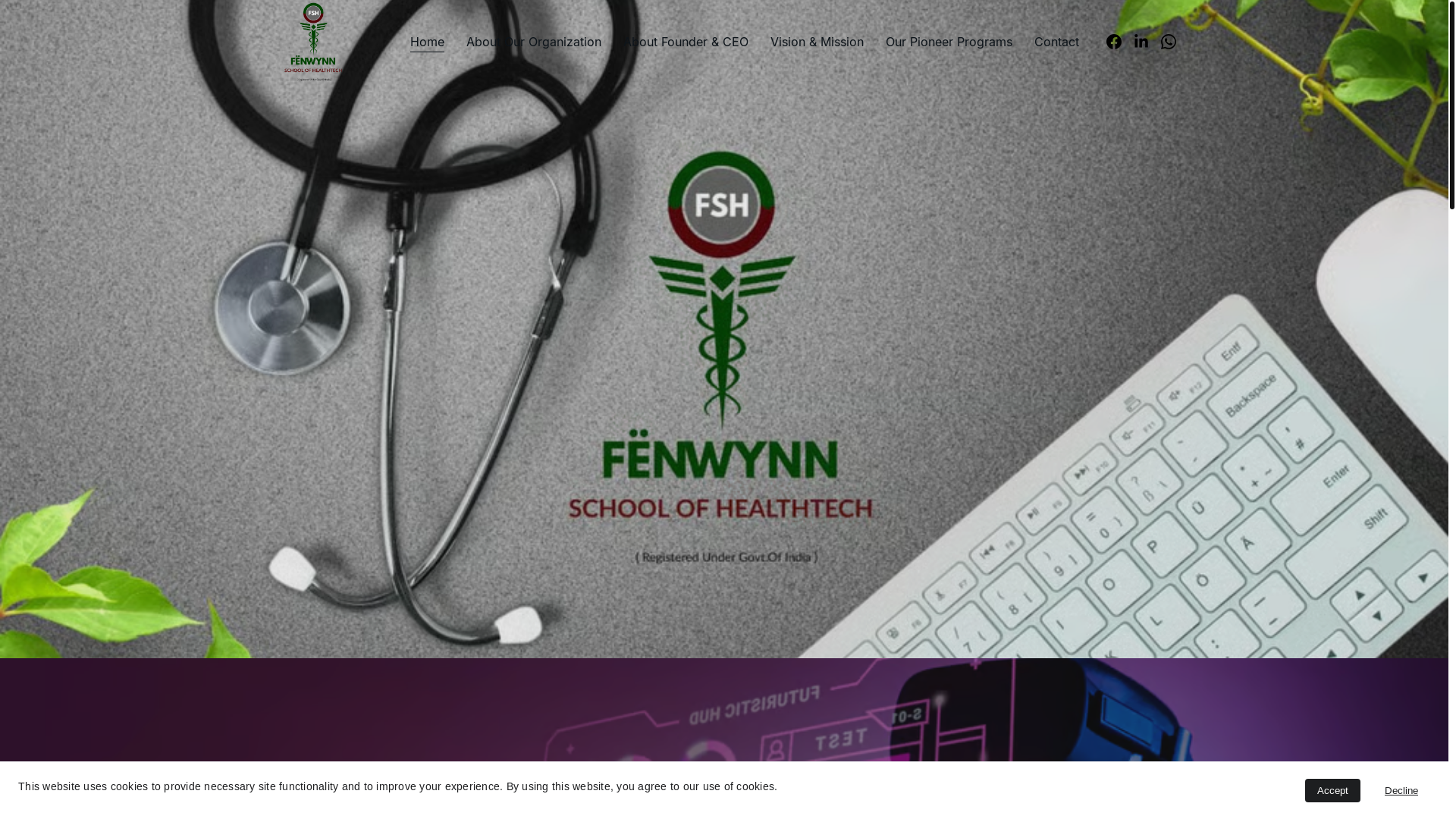 website screenshot of https://fenwynnschoolofhealthtech.com/