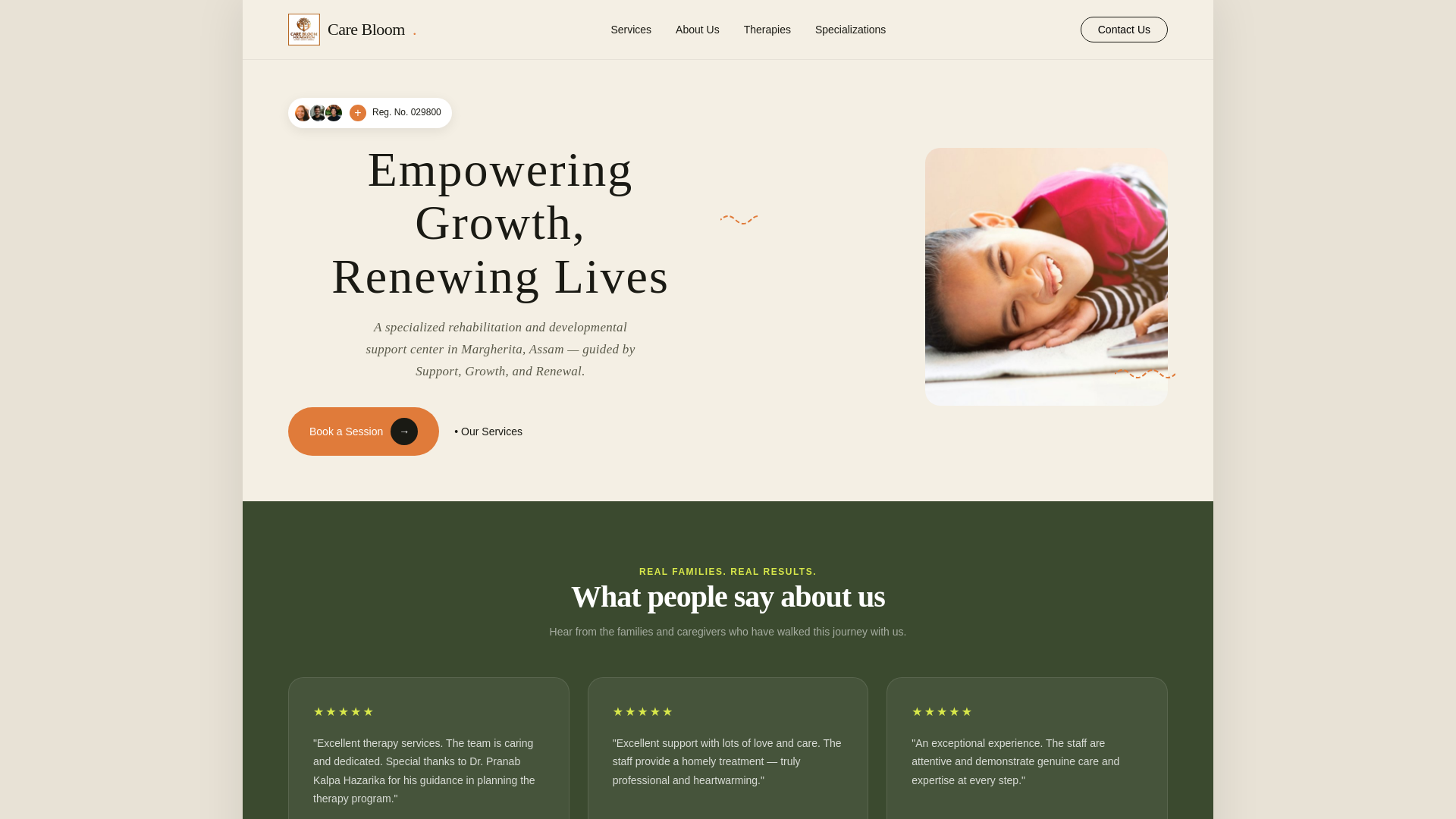 website screenshot of https://carebloomfoundation.com/