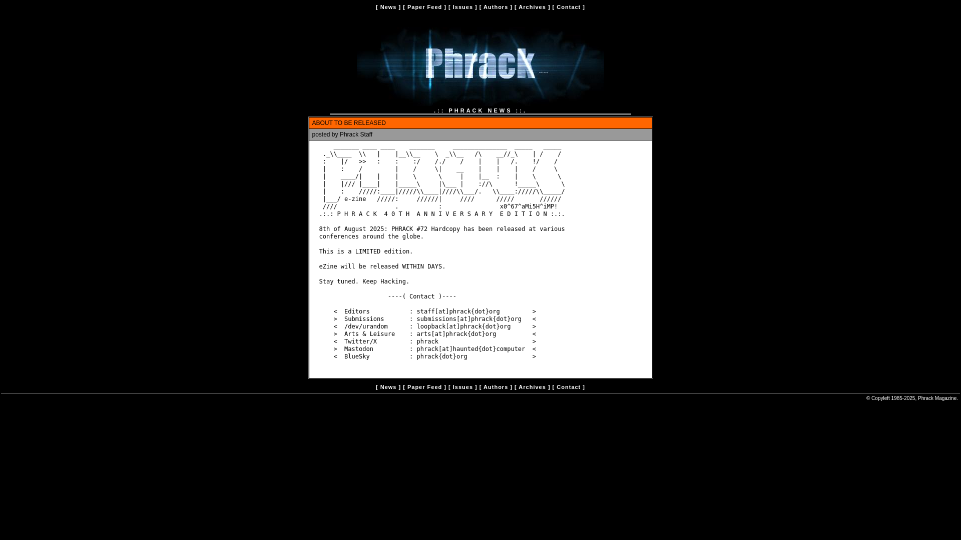 website screenshot of https://phrack-org.pages.dev/