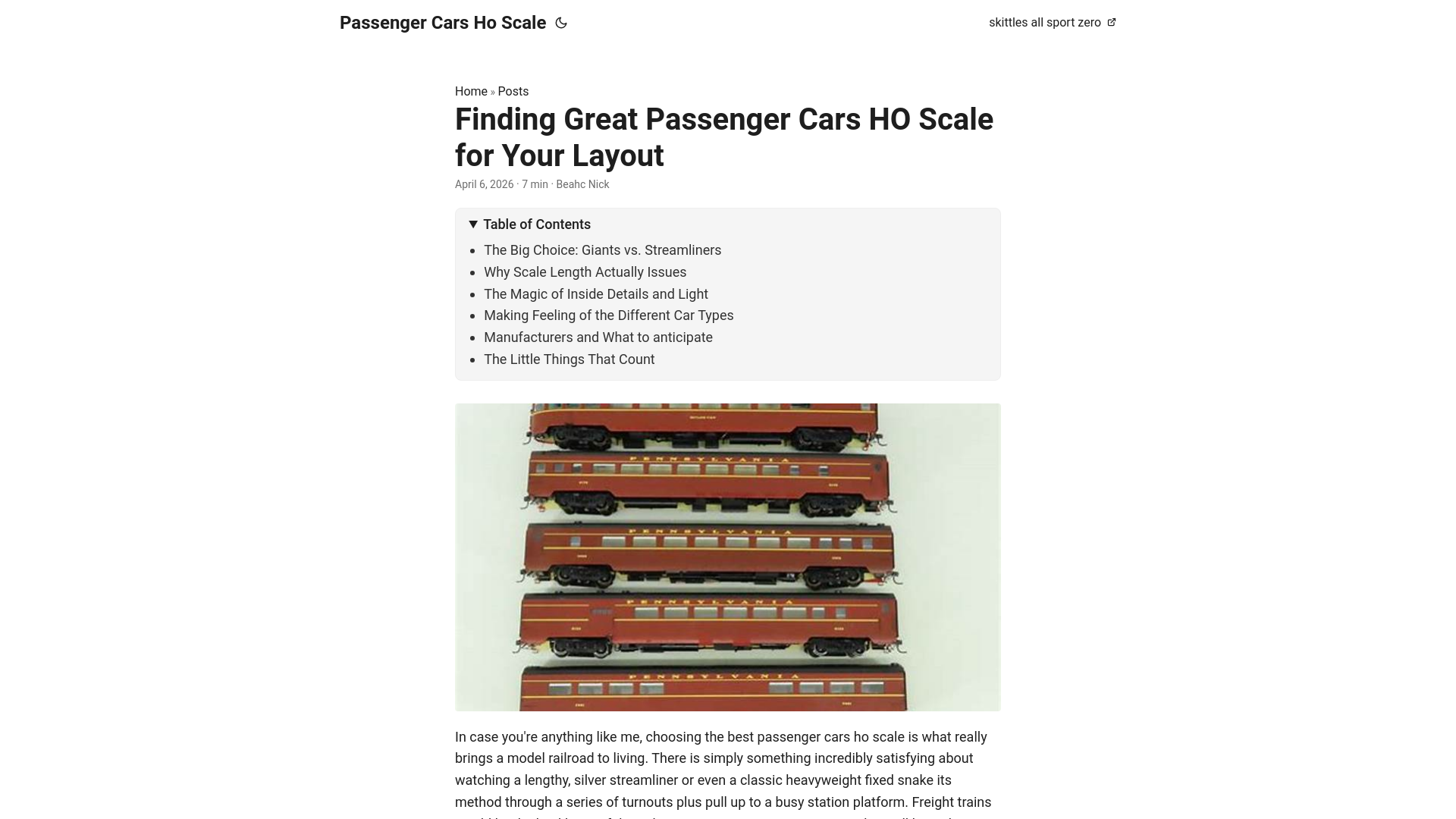 website screenshot of https://passenger-cars-ho-scale.pages.dev/