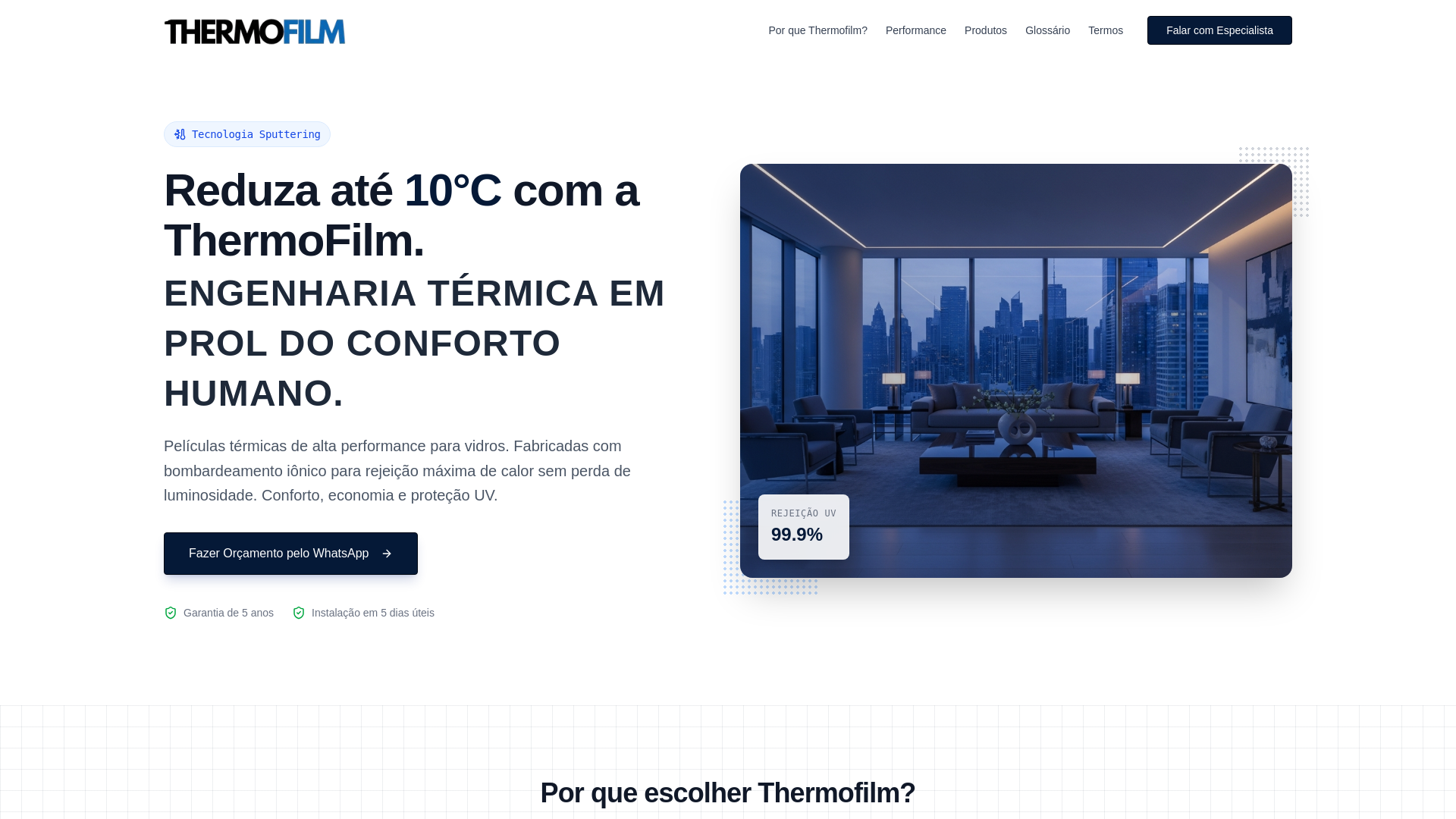 website screenshot of https://thermofilm.com.br