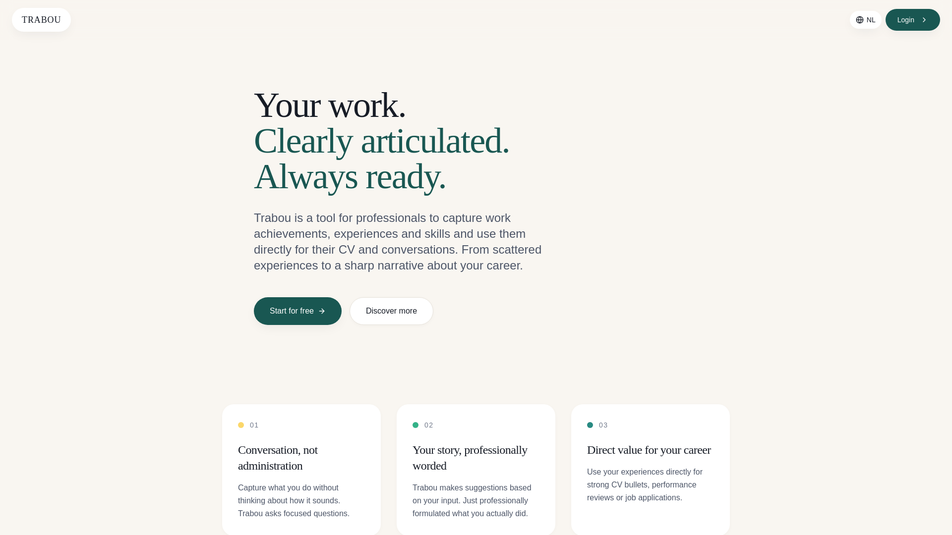 website screenshot of https://trabou.net/
