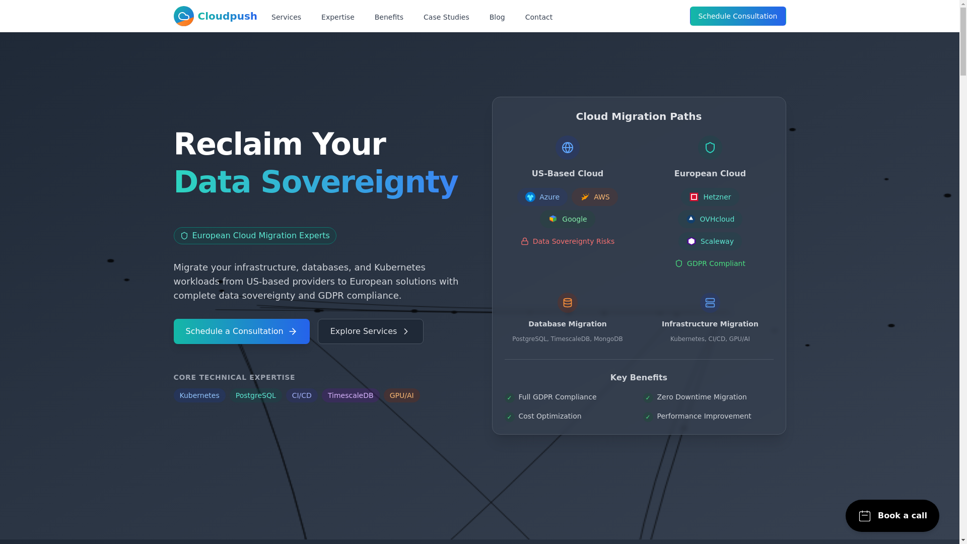 website screenshot of https://cloudpush-landing-page.pages.dev/