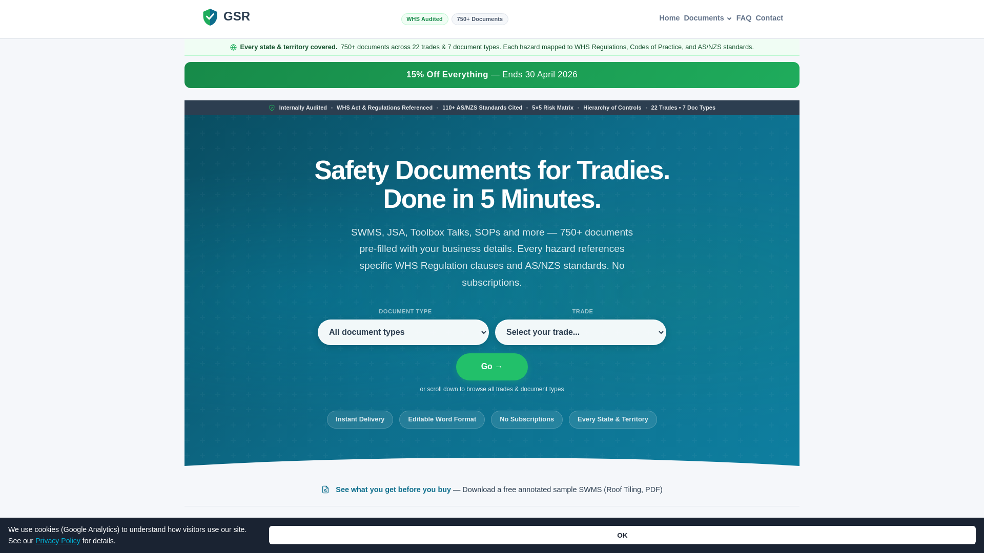 website screenshot of https://getsiteready.com.au/