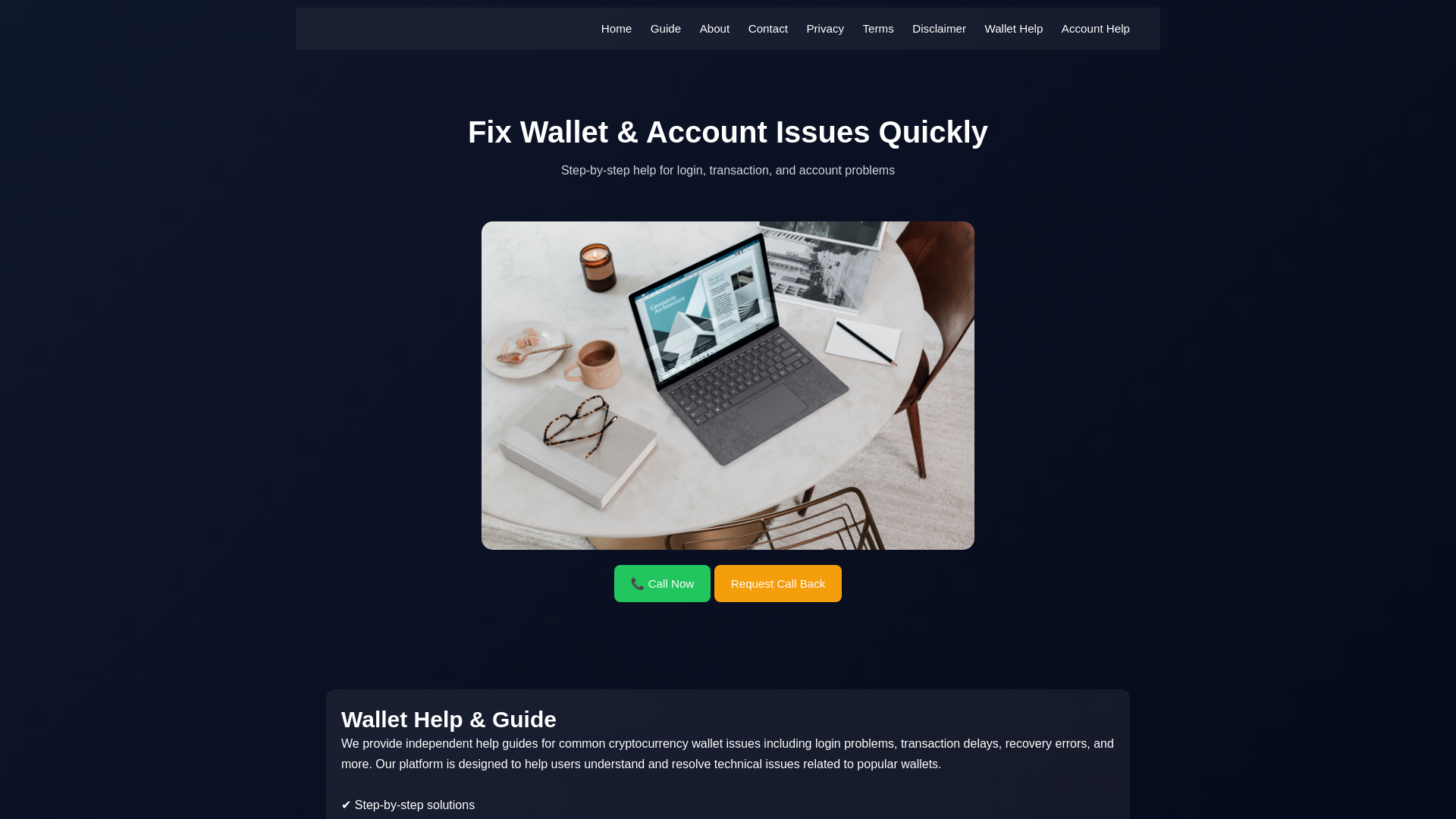 website screenshot of https://wallethelpdesk.live