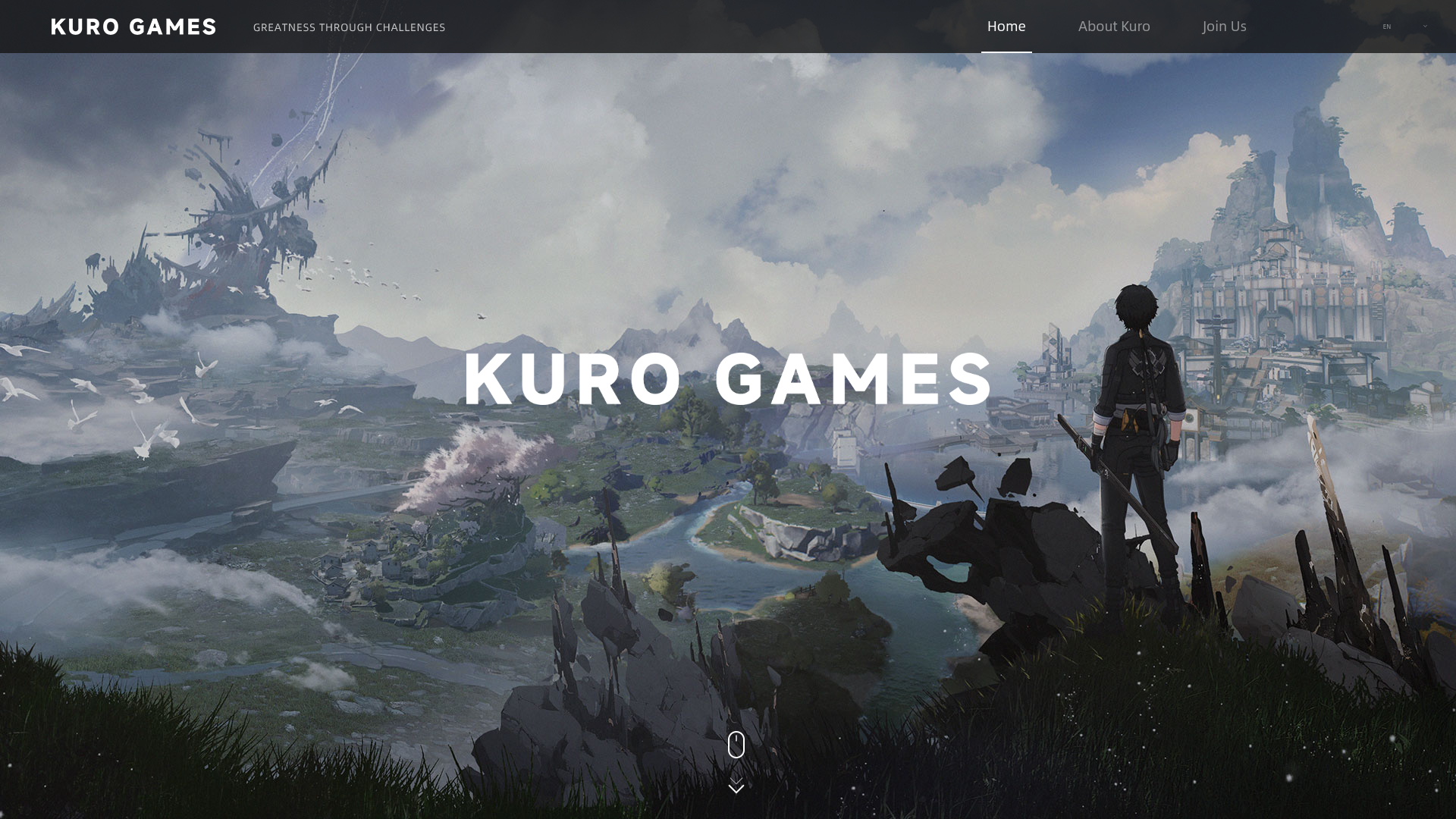 website screenshot of https://kurogames.com