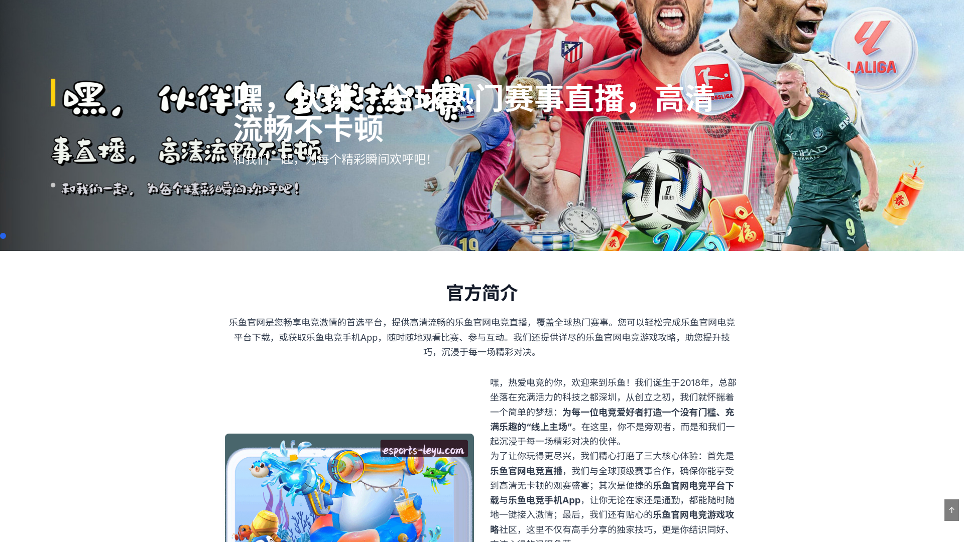 website screenshot of https://esports-leyu.com