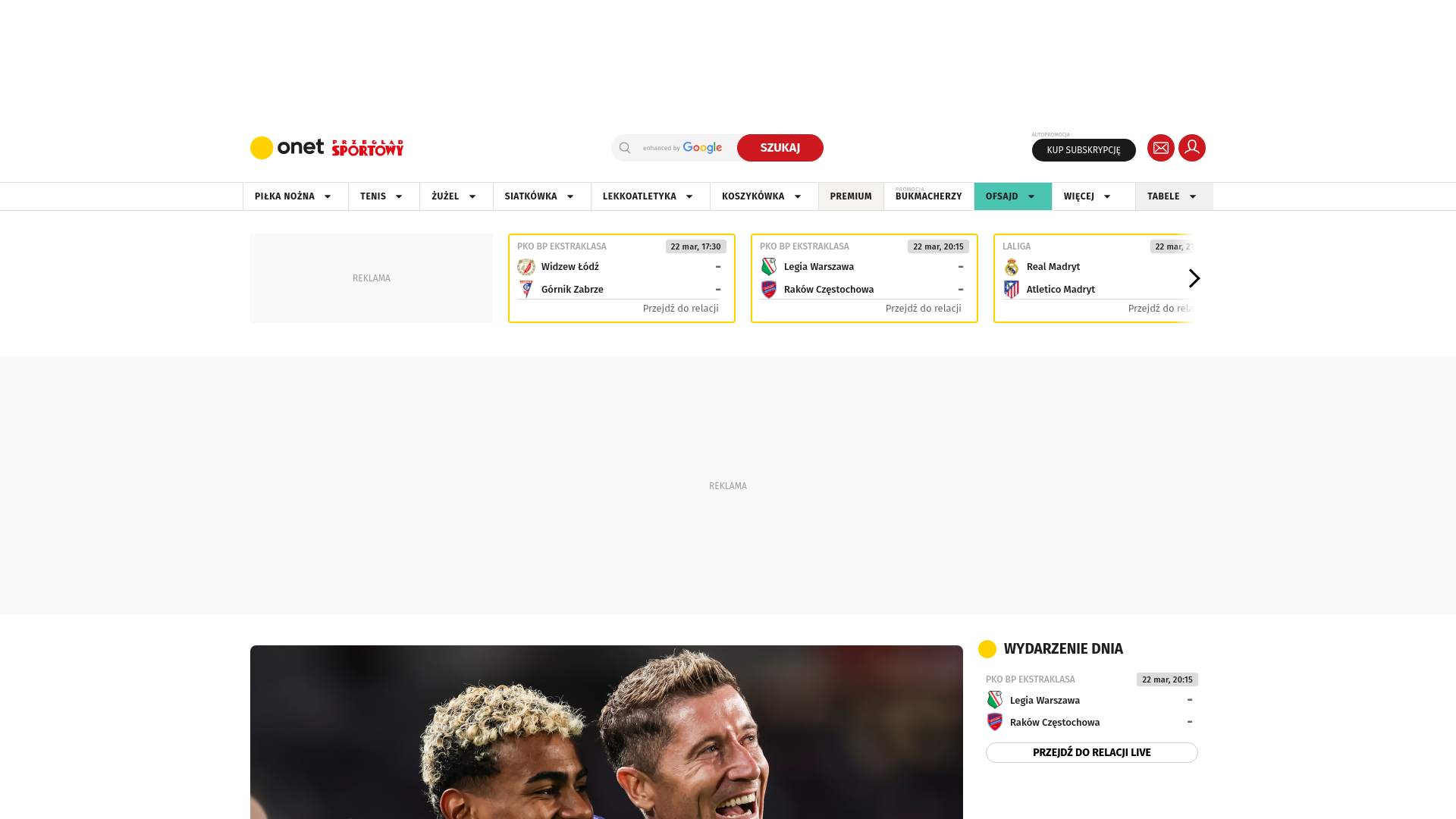 website screenshot of https://przegladsportowy.onet.pl