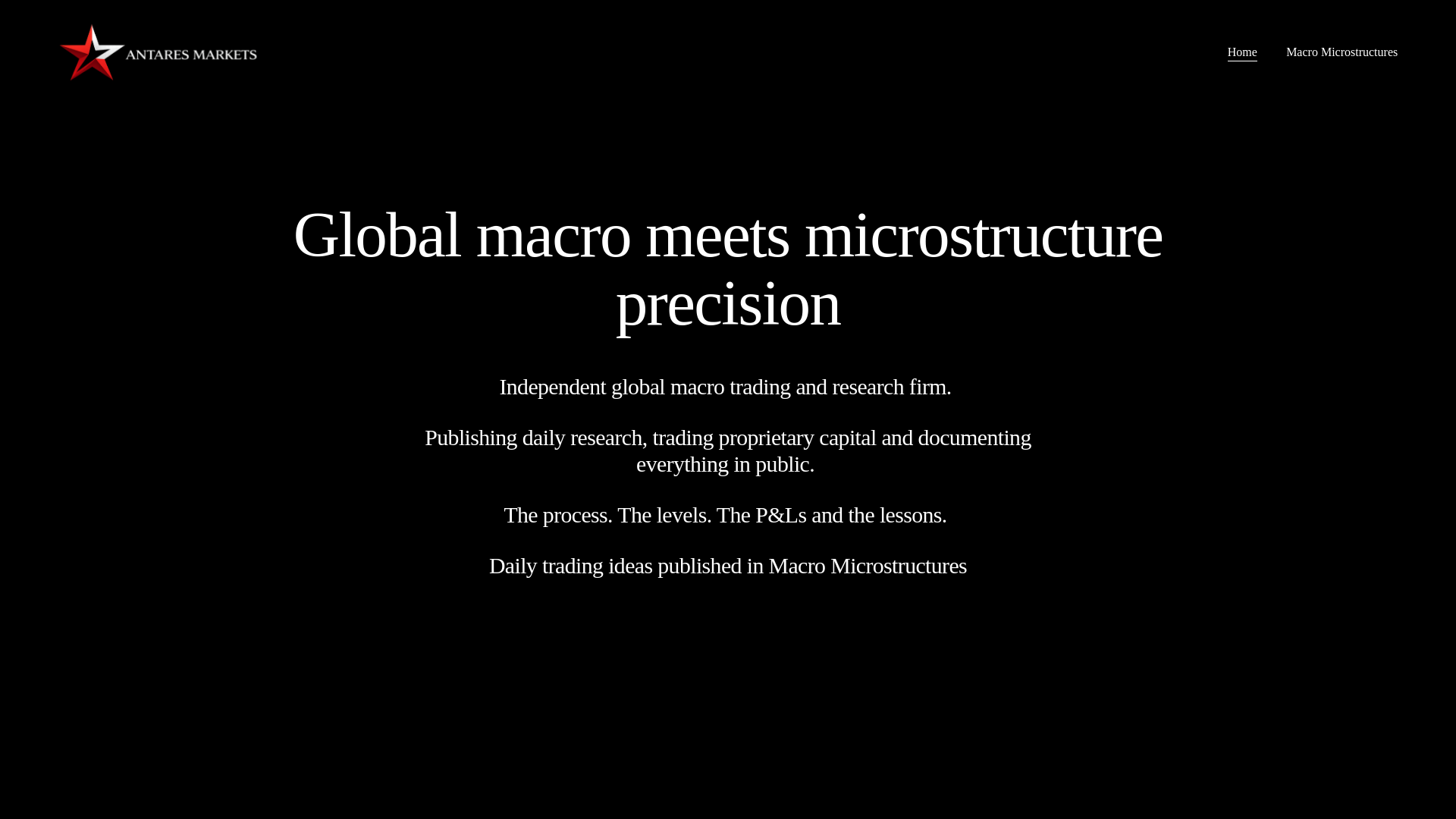 website screenshot of https://antaresmarkets.com