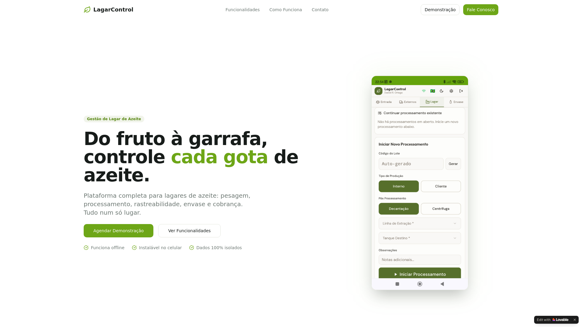 website screenshot of https://lagarcontrol.com.br/