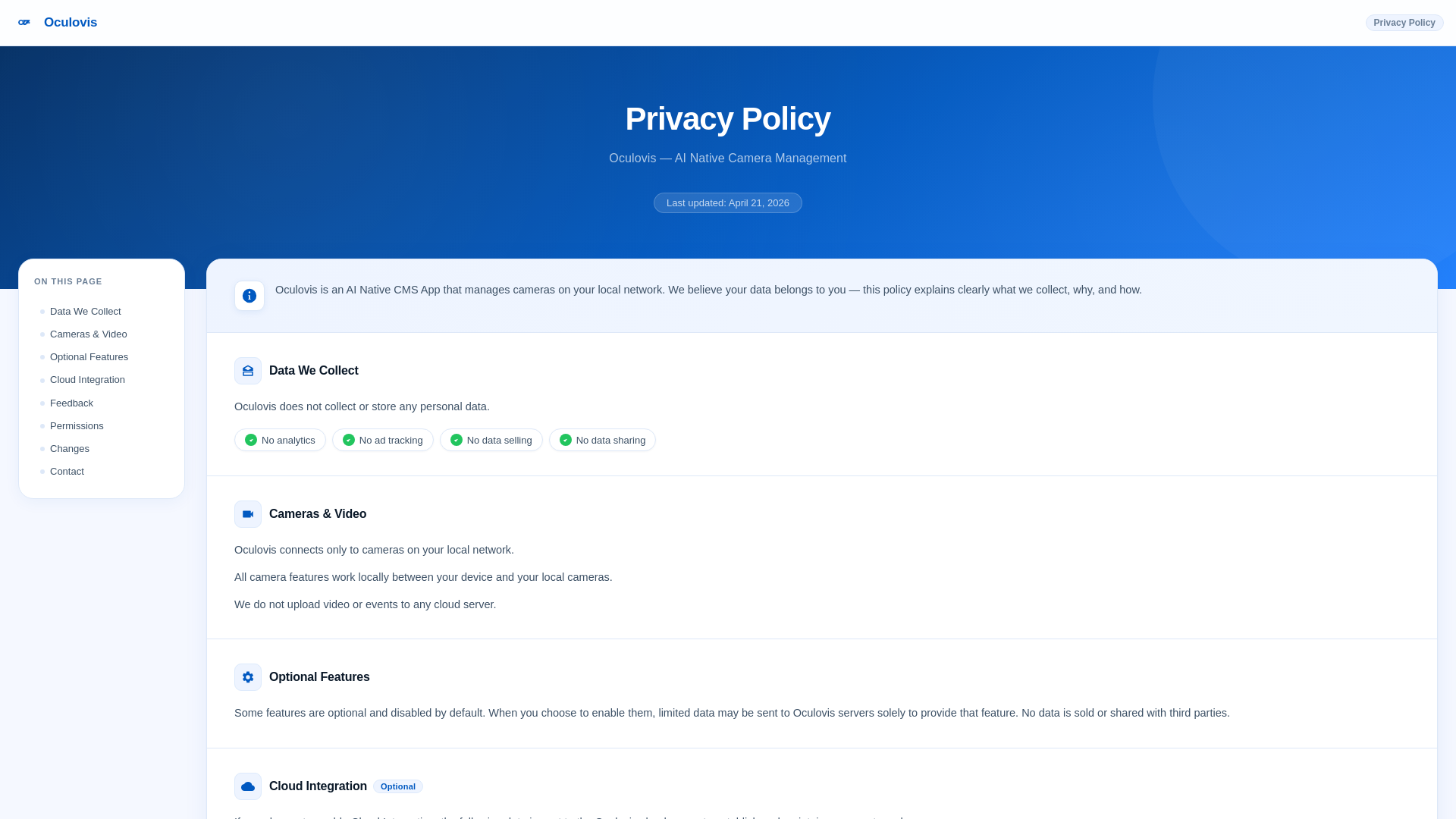 website screenshot of https://oculovis-privacy-policy.pages.dev/