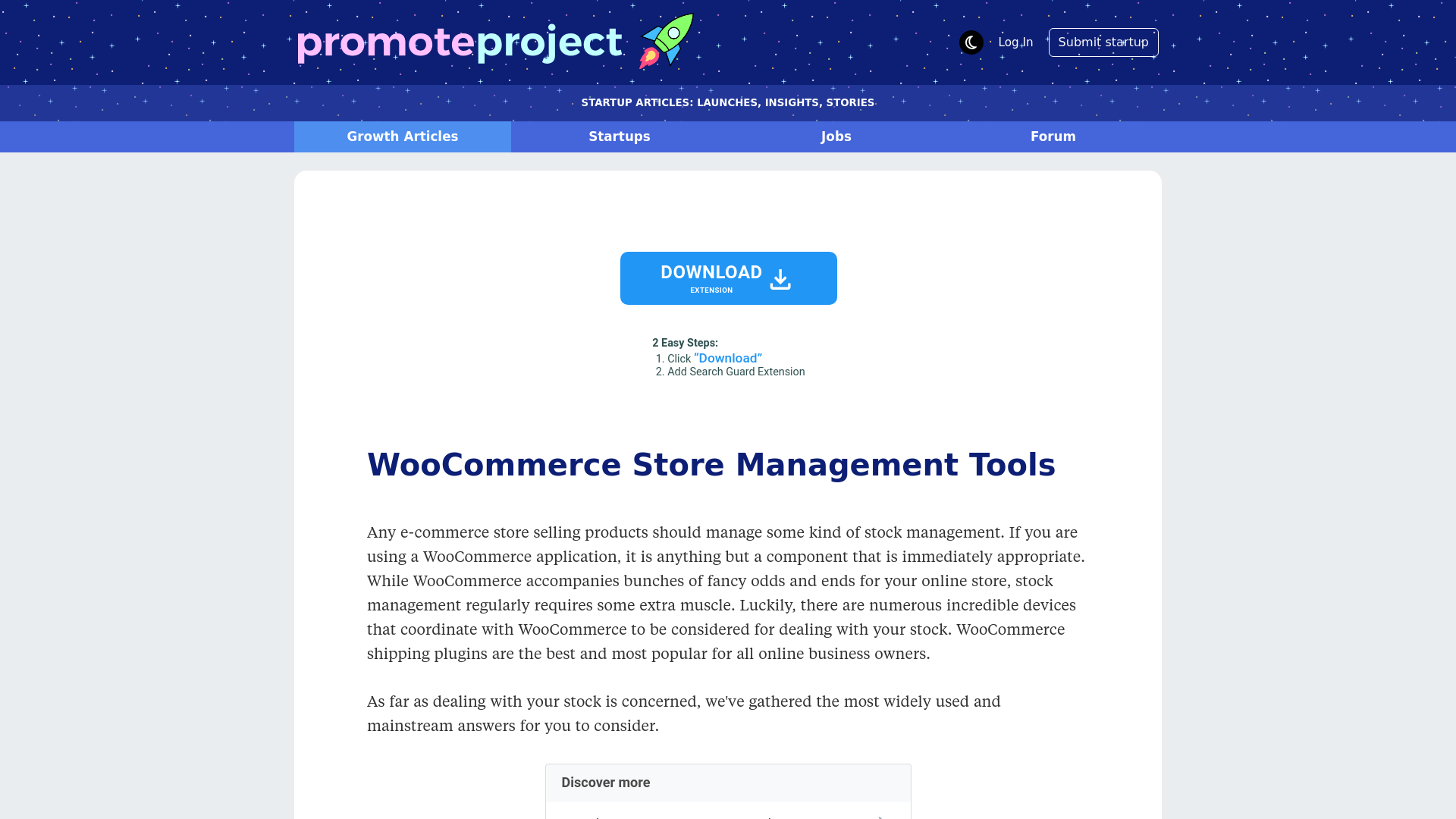 website screenshot of https://www.promoteproject.com/article/216913/woocommerce-store-management-tools