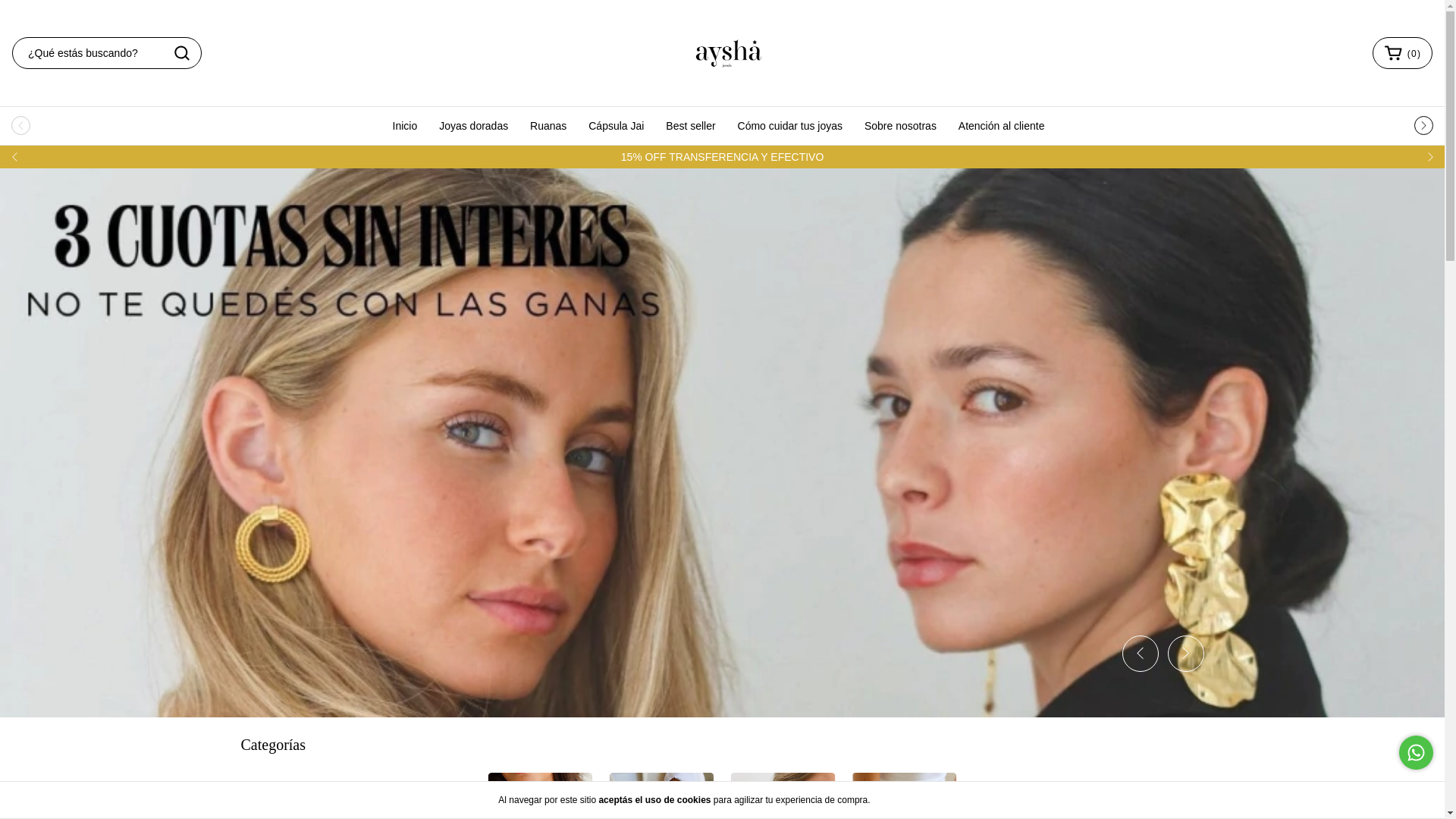 website screenshot of https://ayshajewels.com.ar/